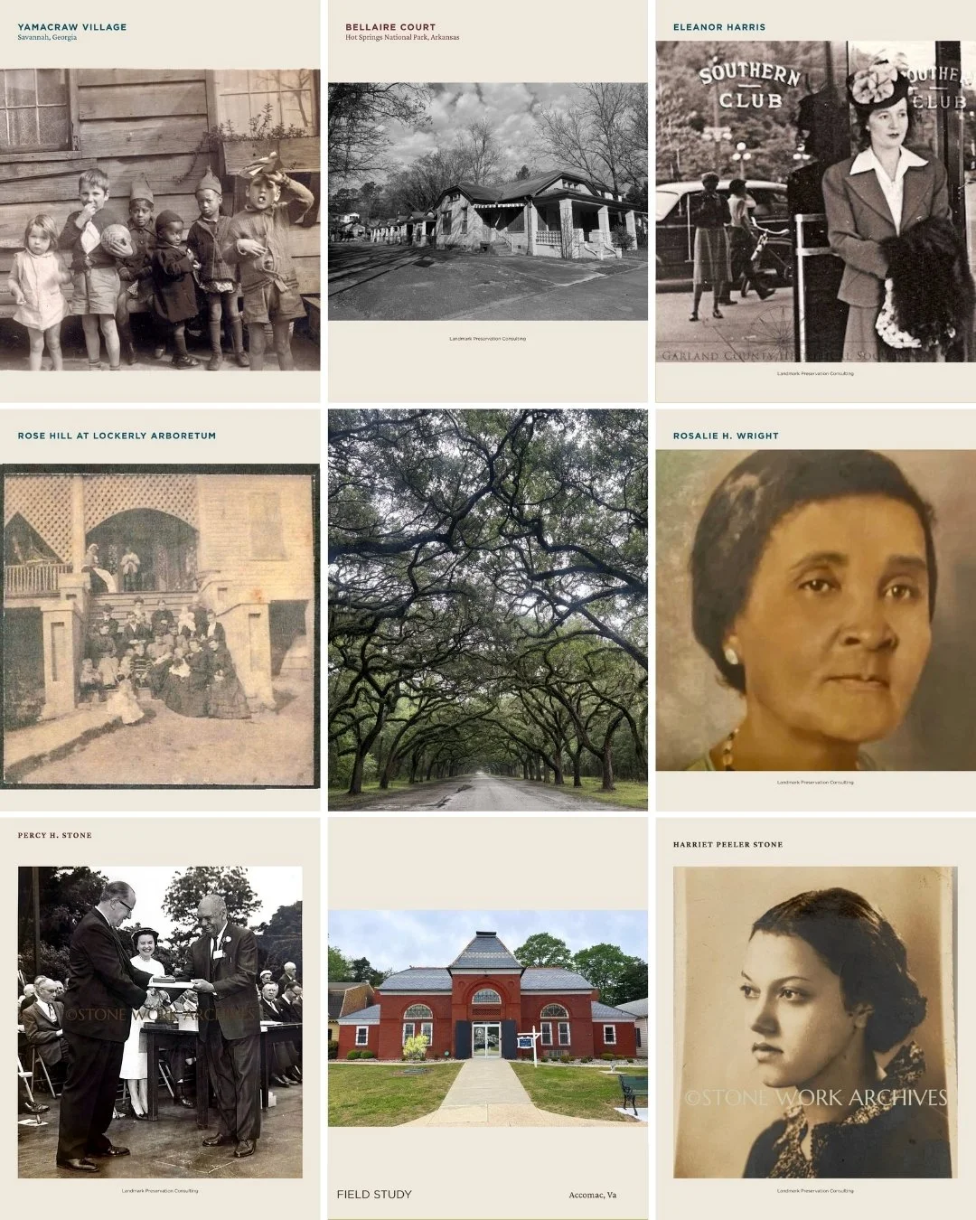 Social media identity and editorial storytelling created by Tinderbox Studio for Landmark Preservation Consulting.