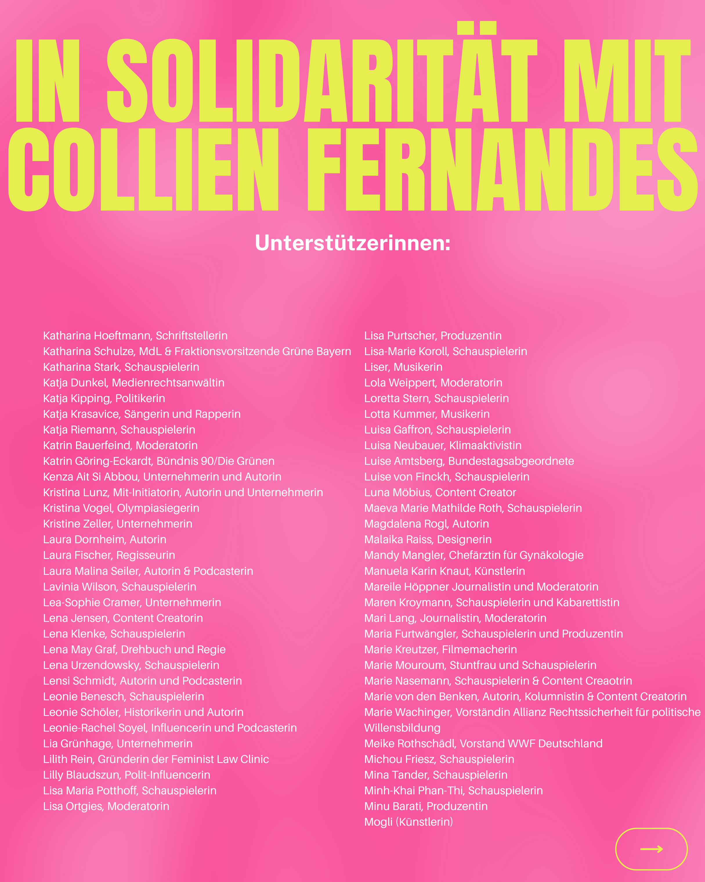 Kampagnen Visual von "In Solidarität mit Collien Fernandes" 