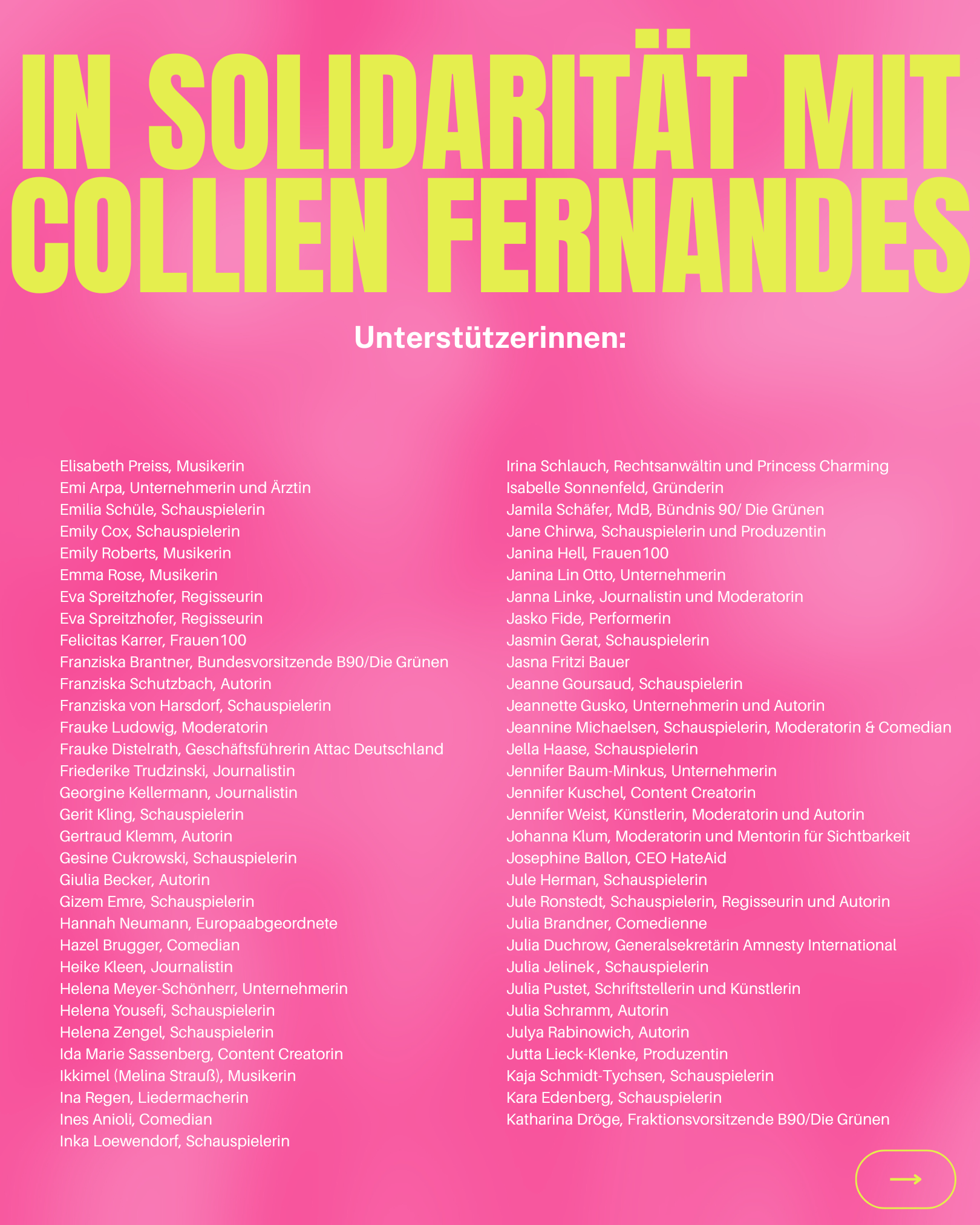 Kampagnen Visual von "In Solidarität mit Collien Fernandes" 