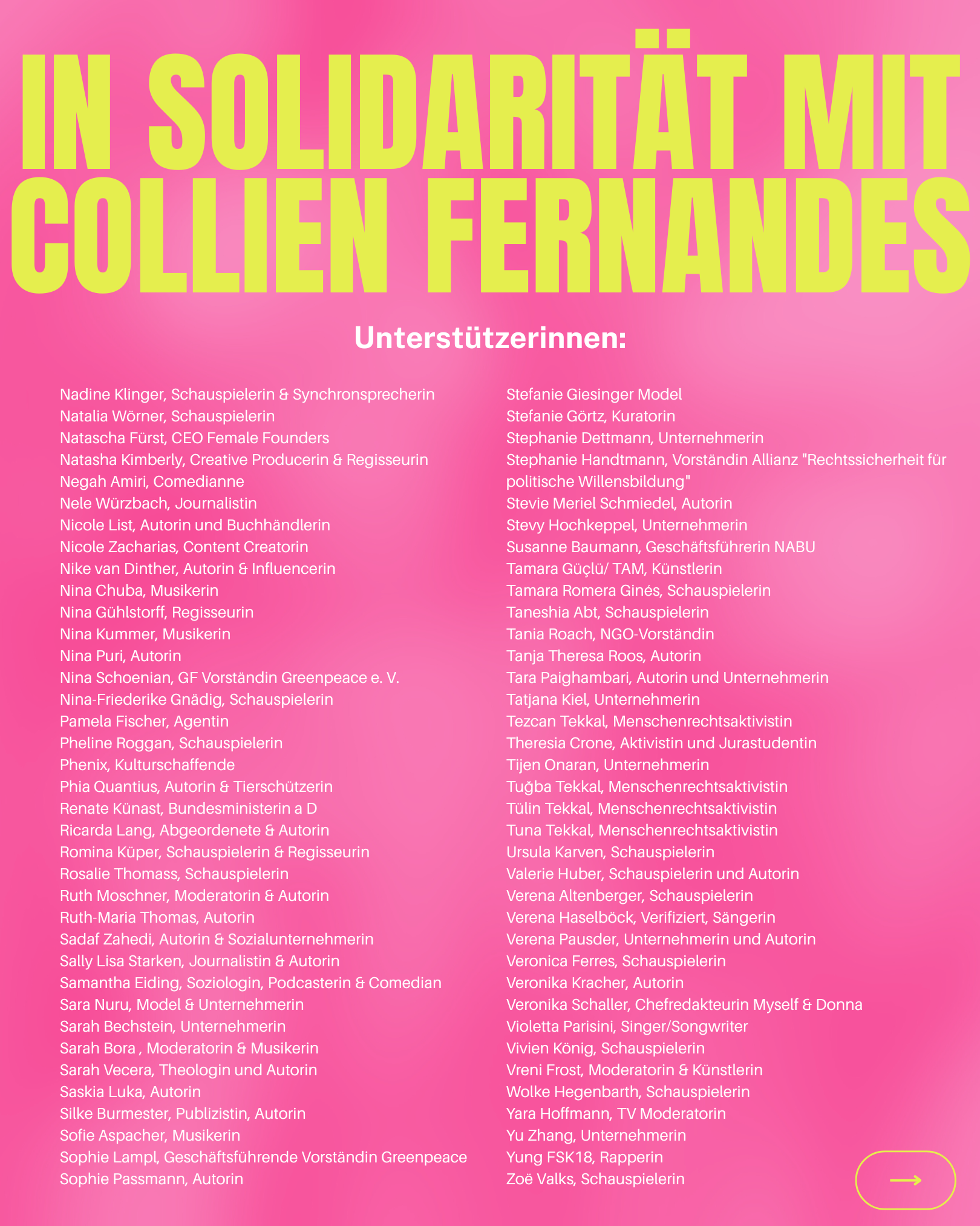 Kampagnen Visual von "In Solidarität mit Collien Fernandes" 