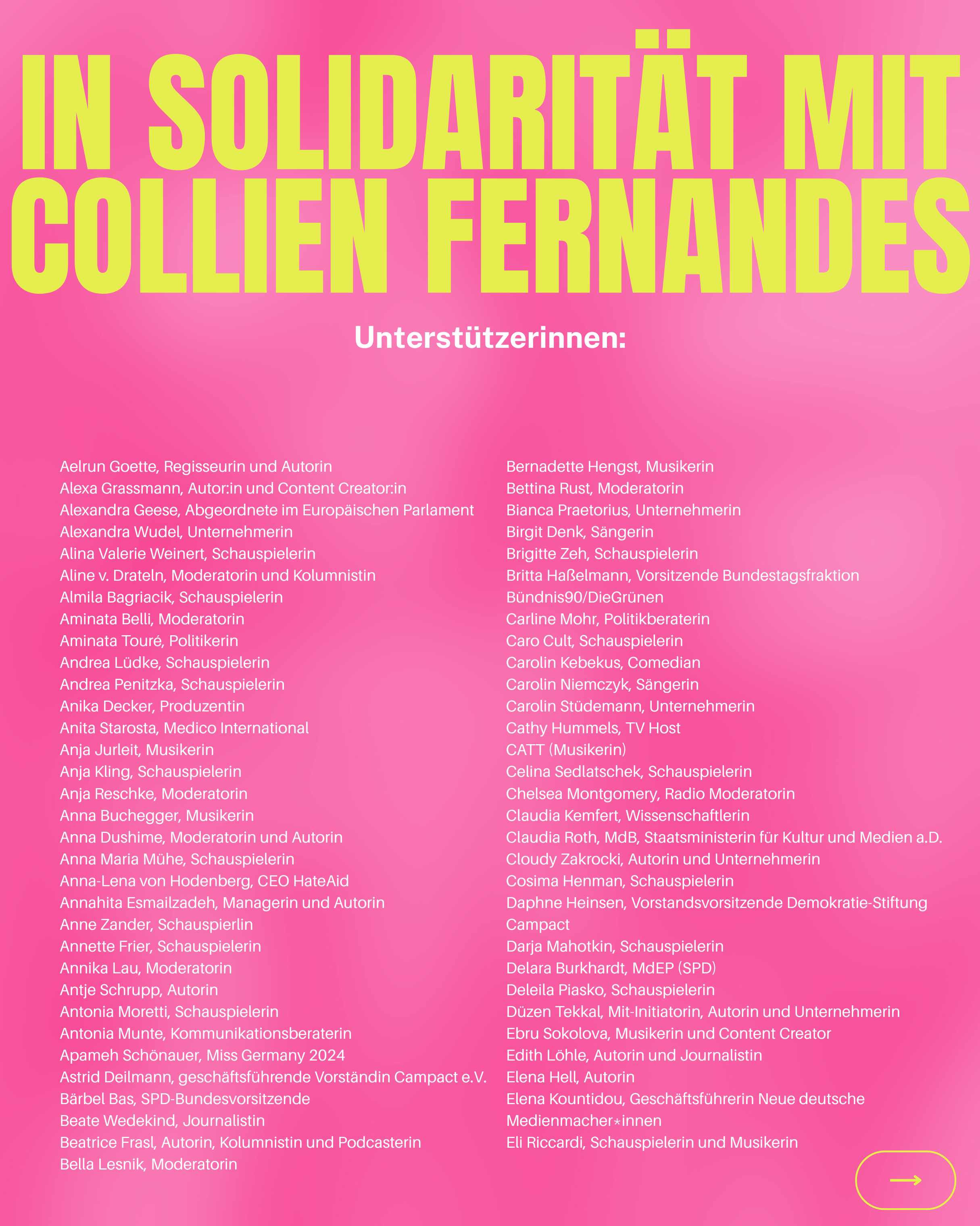 Kampagnen Visual von "In Solidarität mit Collien Fernandes" 