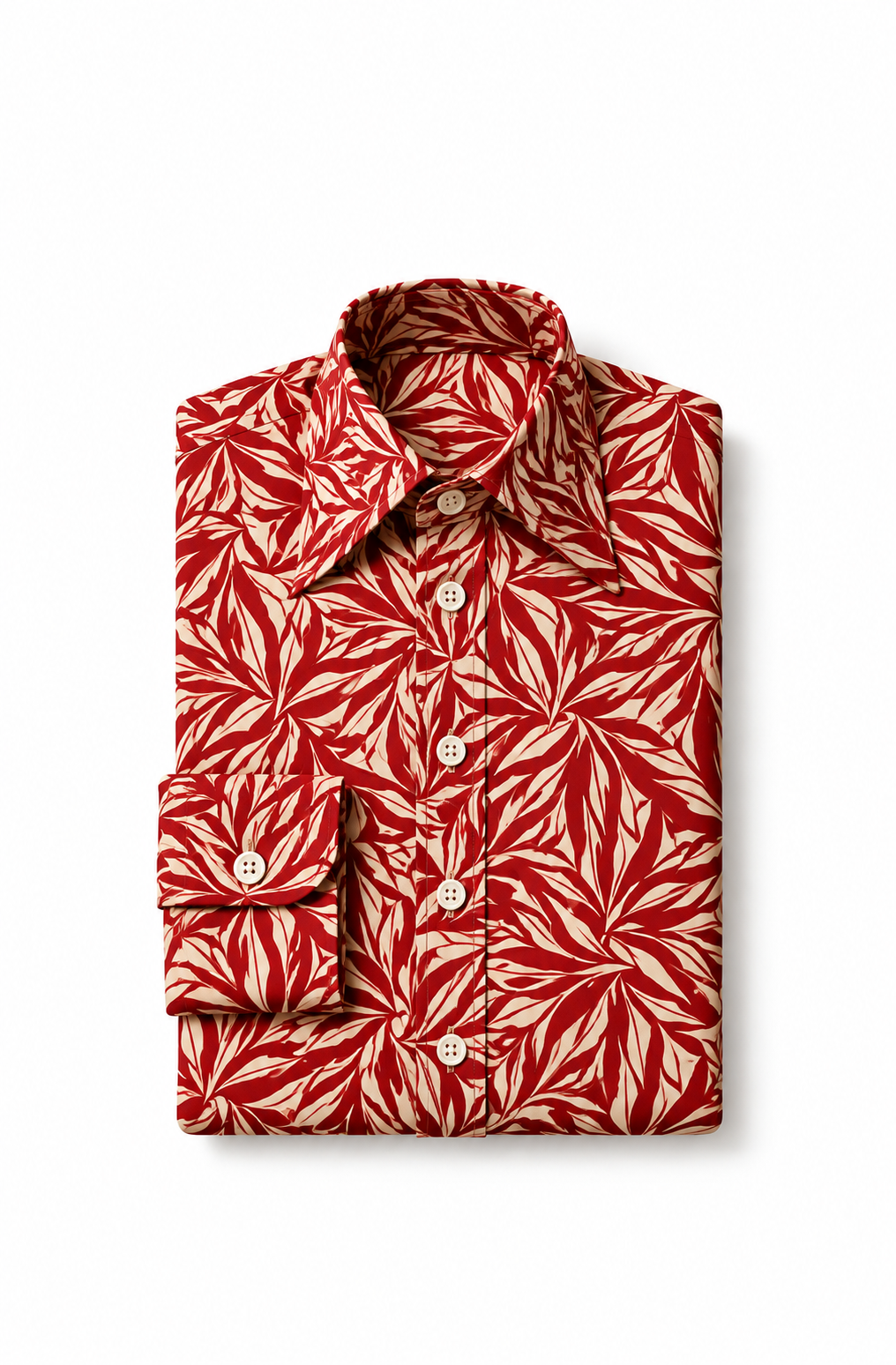 Folded Red Botanical Dress Shirt.png