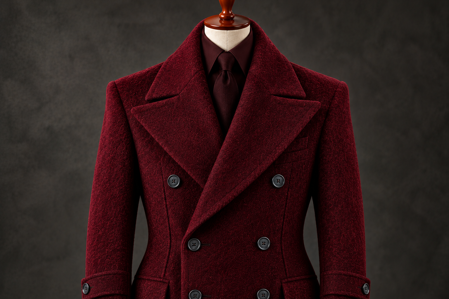 Burgundy Tailored Wool Coat Mannequin.png