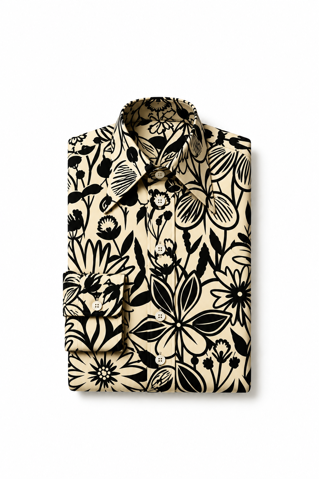 Folded Floral Print Dress Shirt.png
