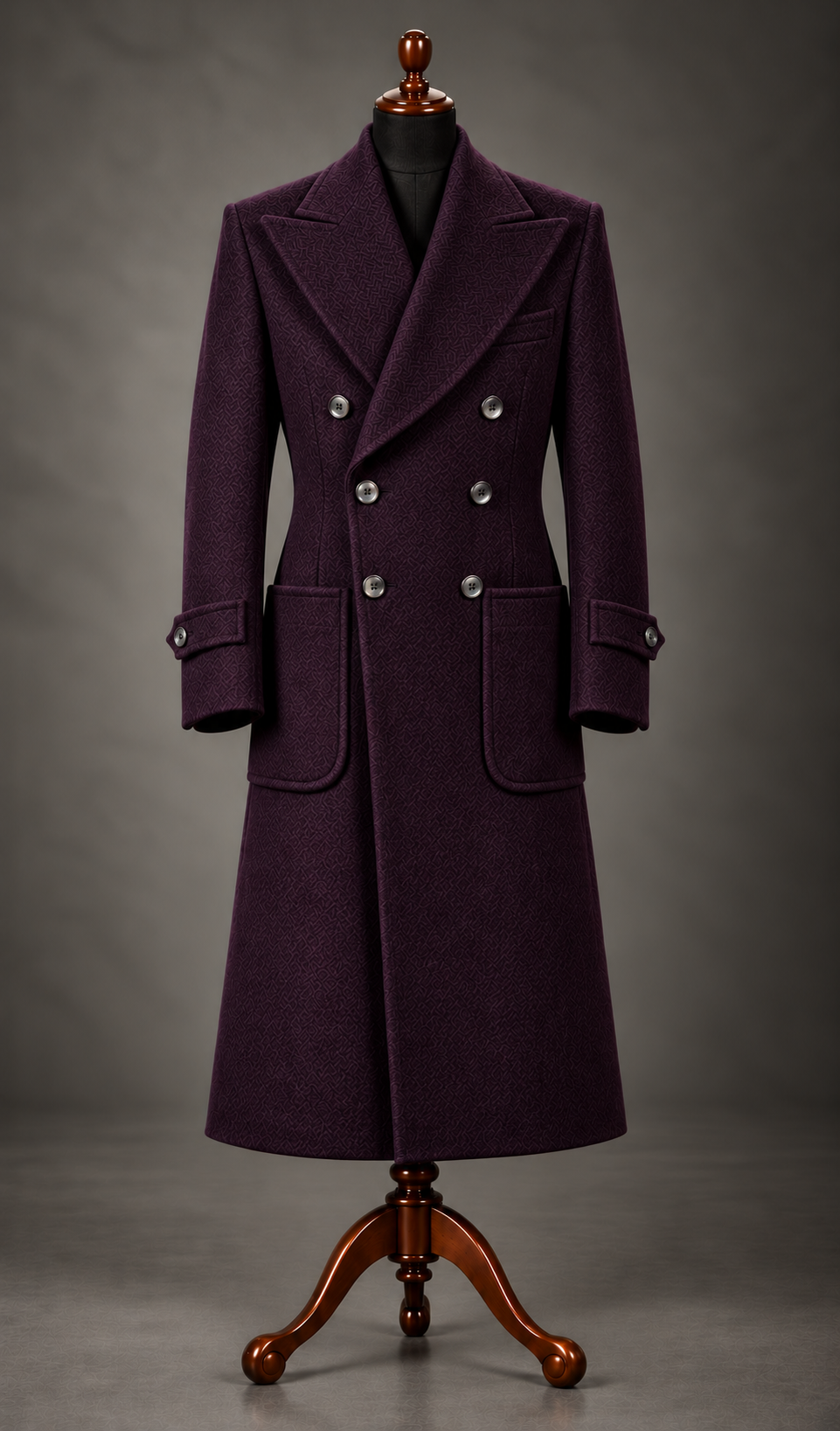 Plum Herringbone Double-Breasted Coat.png