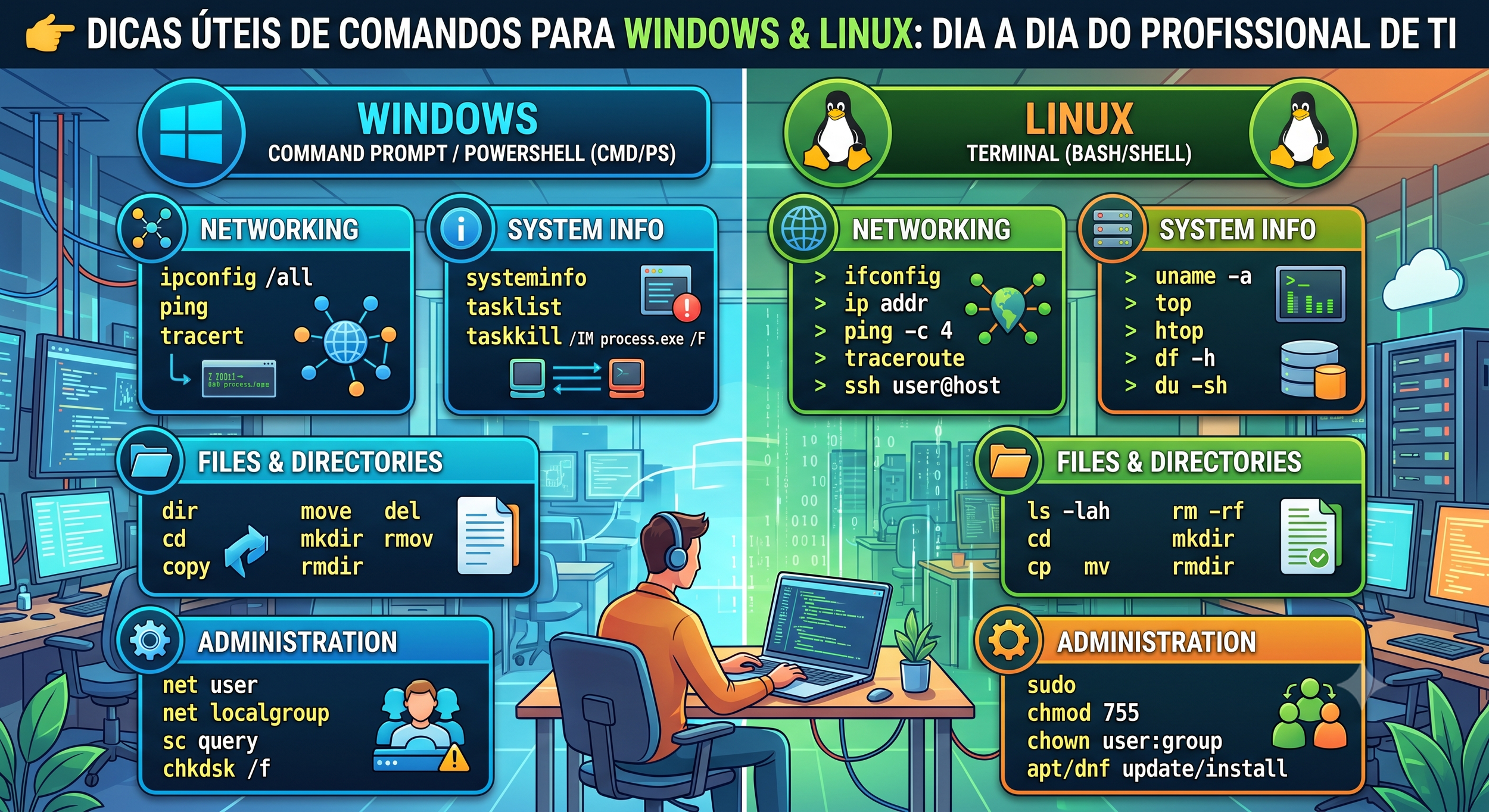 # 🎮 Como Resolver Problemas de Conexão no Windows e Linux (Guia de Comandos Essenciais)