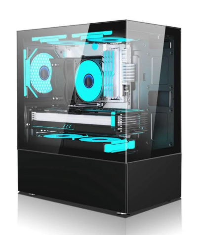 Gamer Cabinet Aquarium Black Pixxo CG200B - M-ATX G-Fire