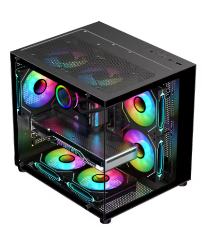 Gamer Aquarium Cabinet G-Fire M-ATX Black with Tempered Glass and USB-C - CG300B