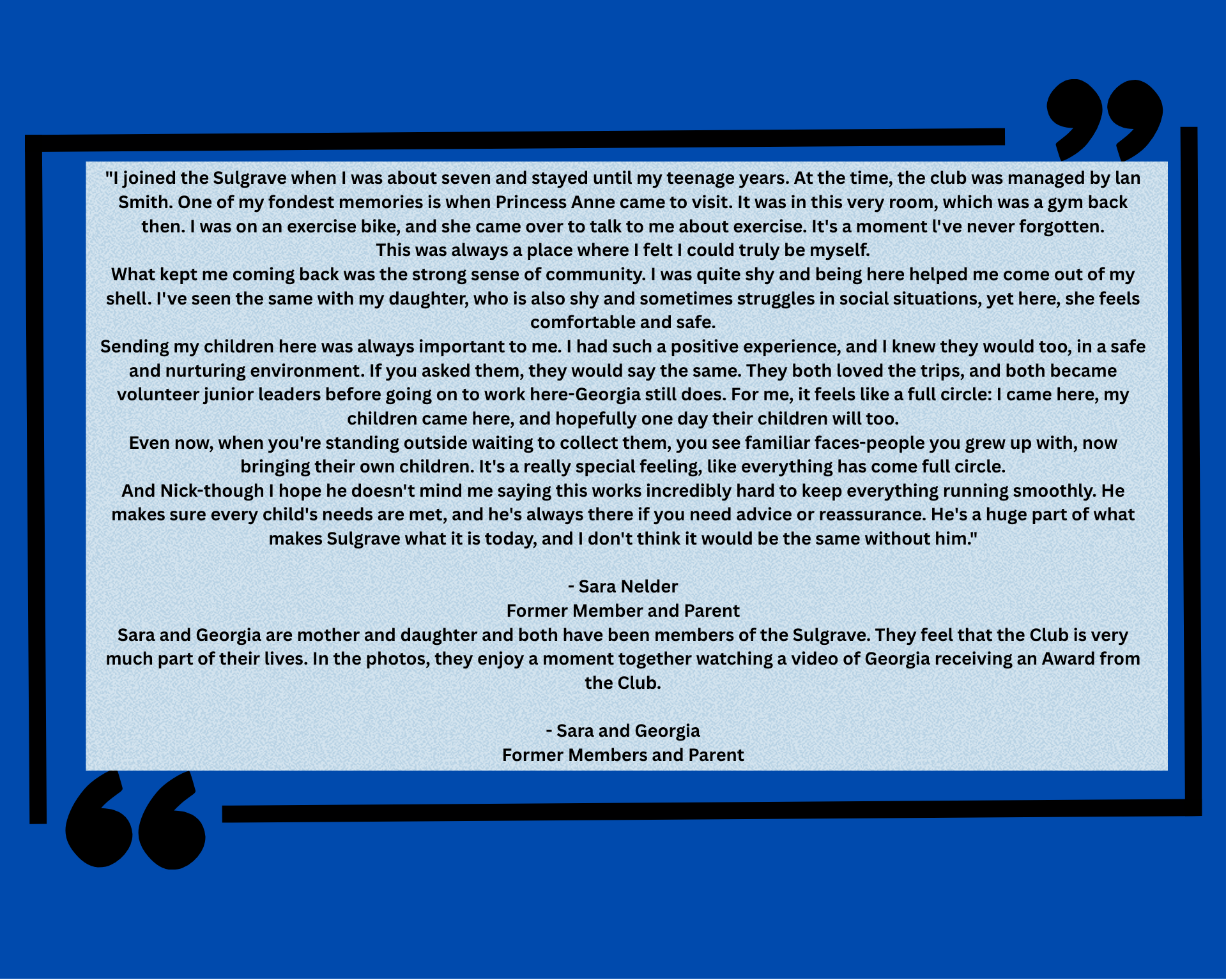 Quote from Sara and Georgia