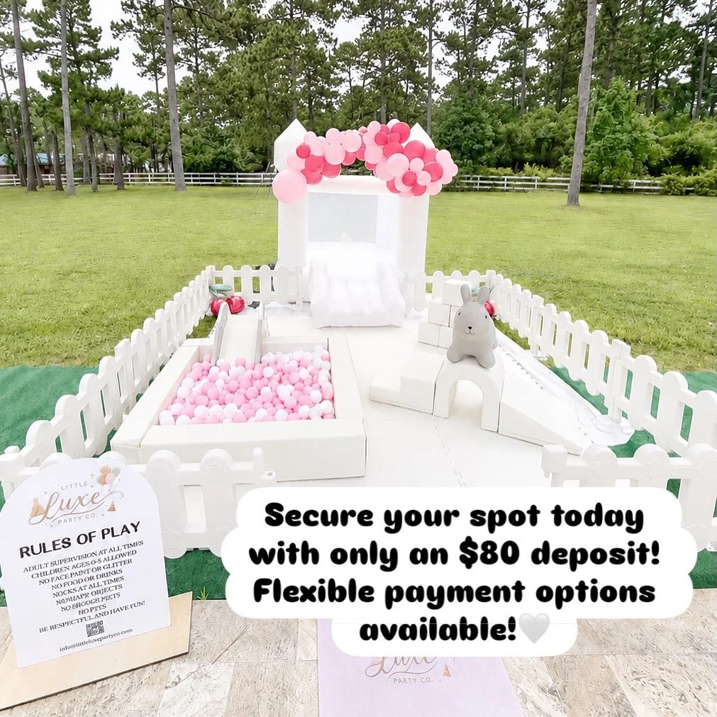 Secure your date today with only an $80 deposit! Flexible payment options are available!!🤍 Chat with us to bring your vision to life💓 

#houstonpartyplanner #montgomerypartyplanner #partyideas #htx #houstonmom #magnoliamoms #tomballmoms #woodlandsm