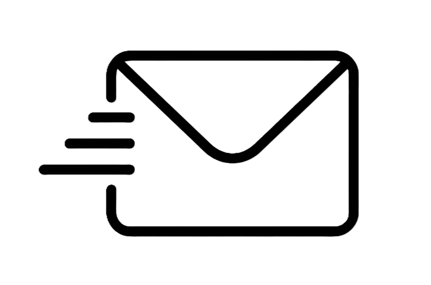 Outline of an envelope with a paper plane to its left, representing email or messaging