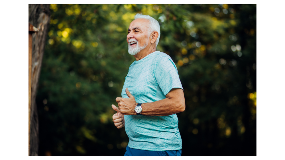 Older adult practicing safe standing and walking exercises