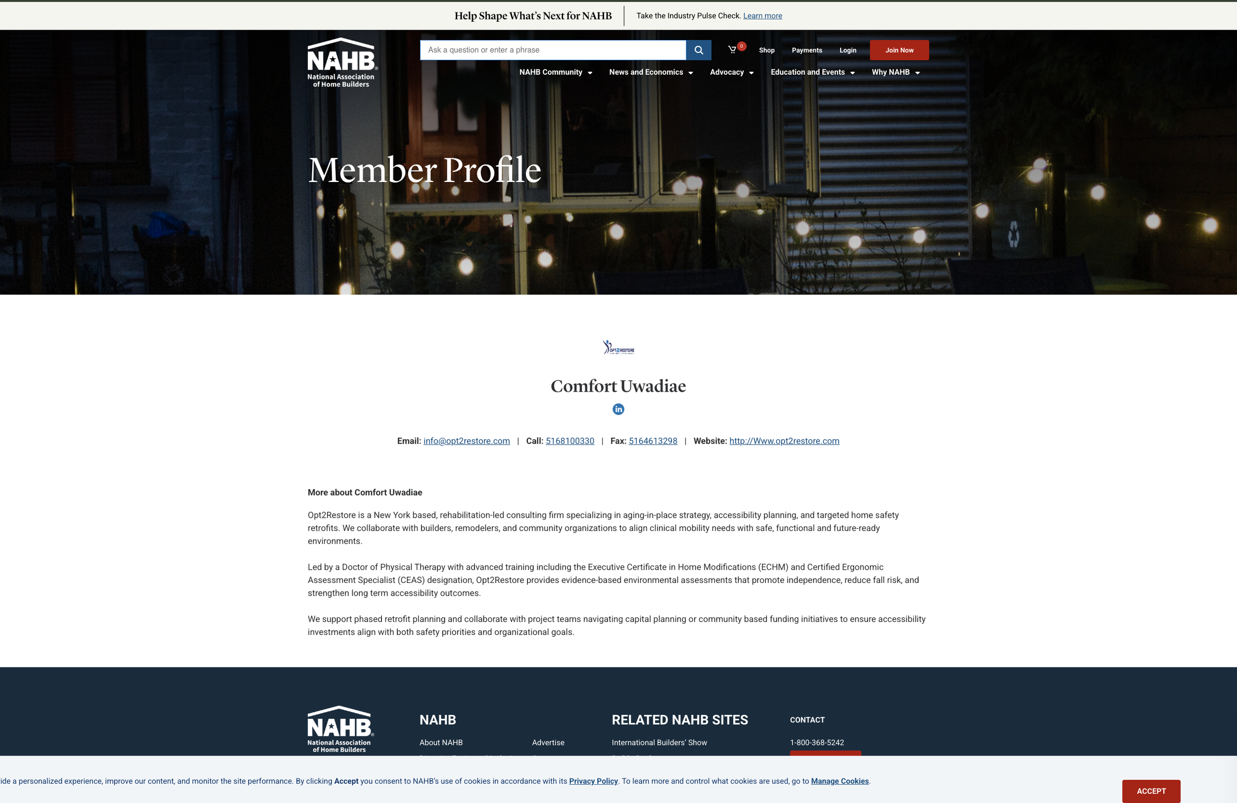 Certified Aging in place website snapshot