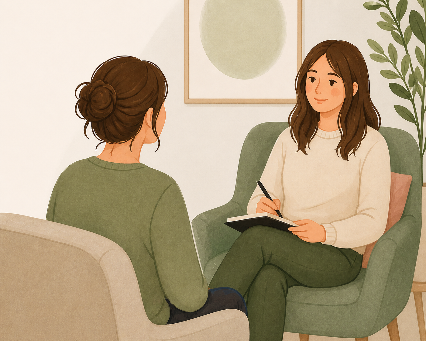 Calm conversation in a cozy space