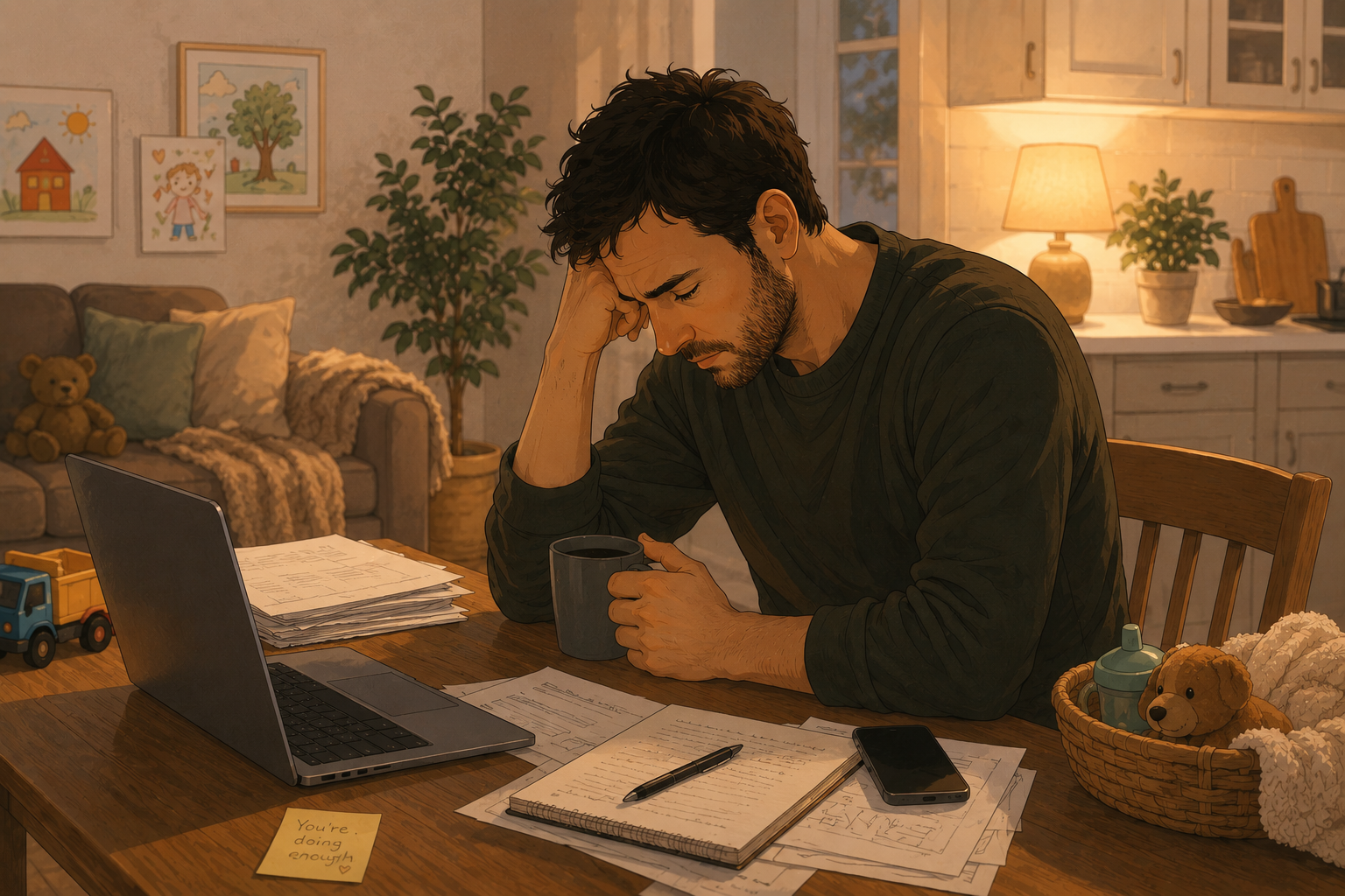 tired thoughts overwhelm at home