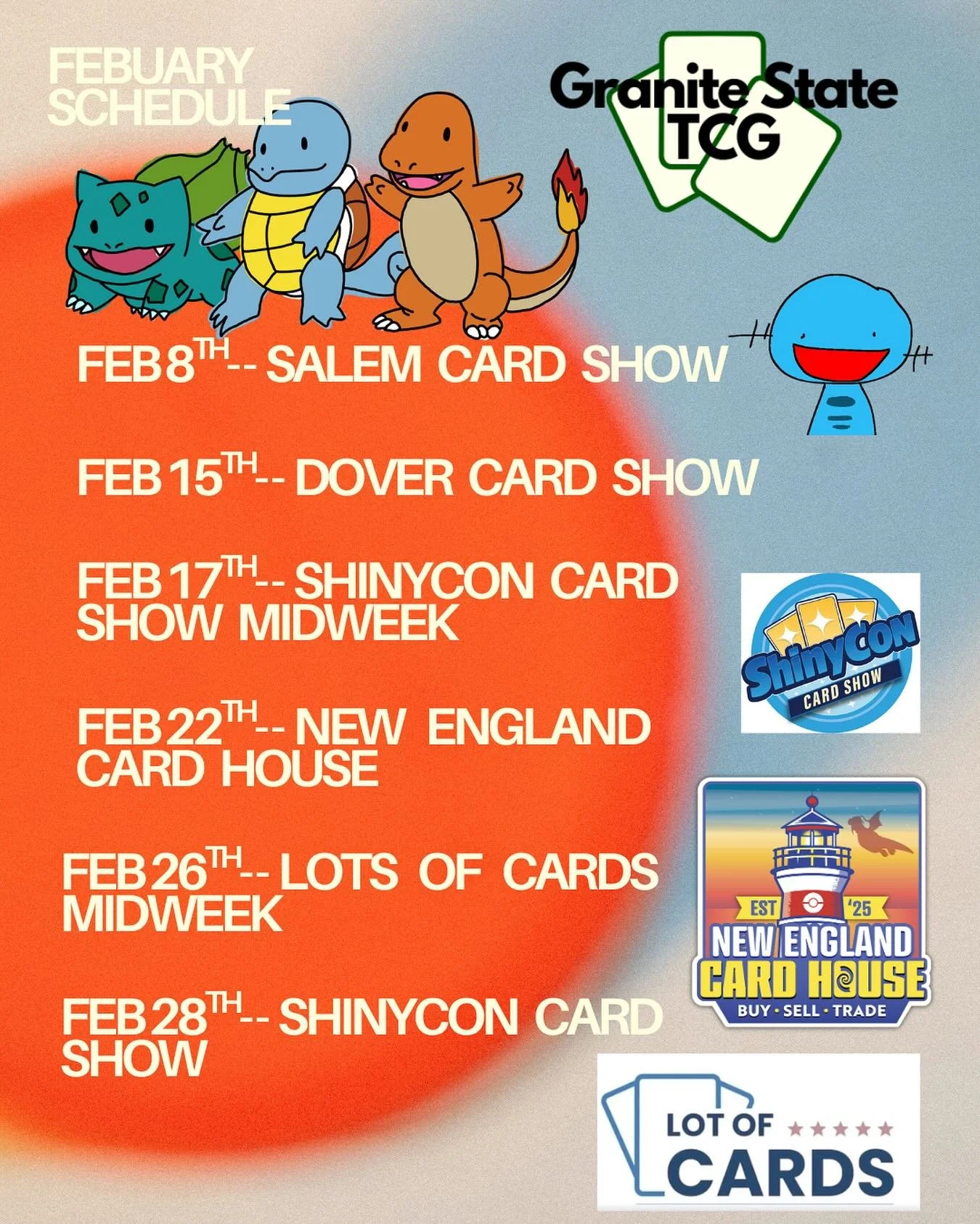 February schedule of vending!
Excited to have a full month of shows this upcoming month!