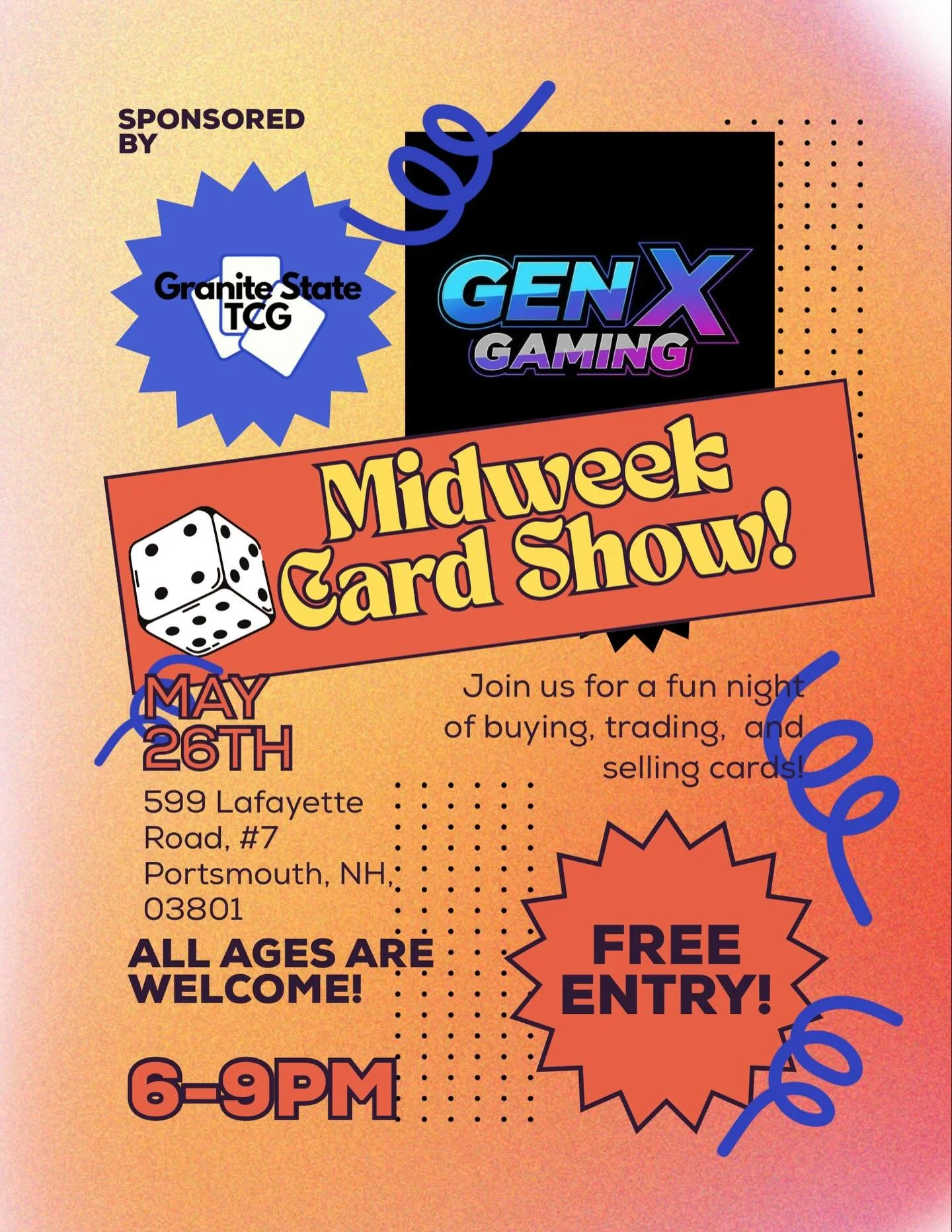Join us next Tuesday in Portsmouth NH for our monthly midweek show! The shop will be packed with your favorite local vendors ready to serve you the best Poke Card on the market!