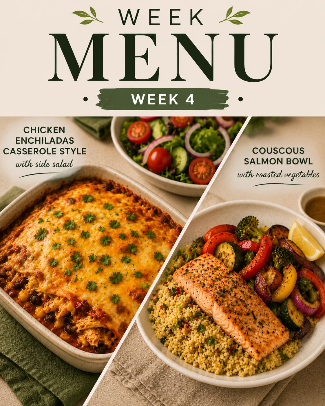 4th Week - 2 Dinners delivered on Monday June 8th