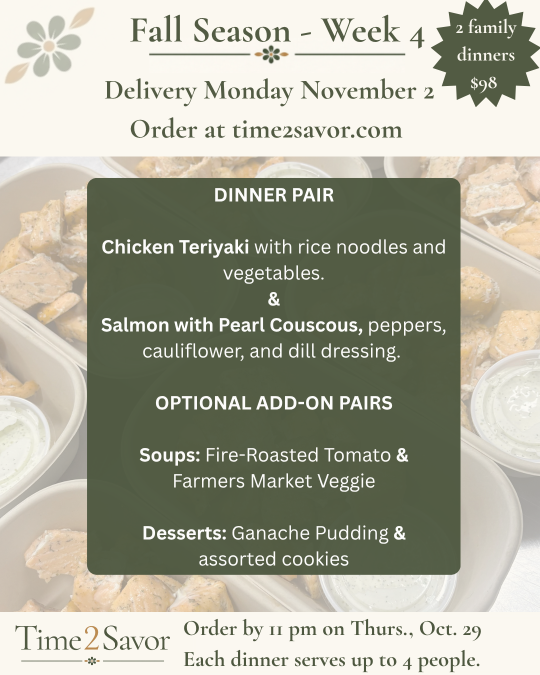 Week 4 Dinner Pair — Nov. 2 Delivery