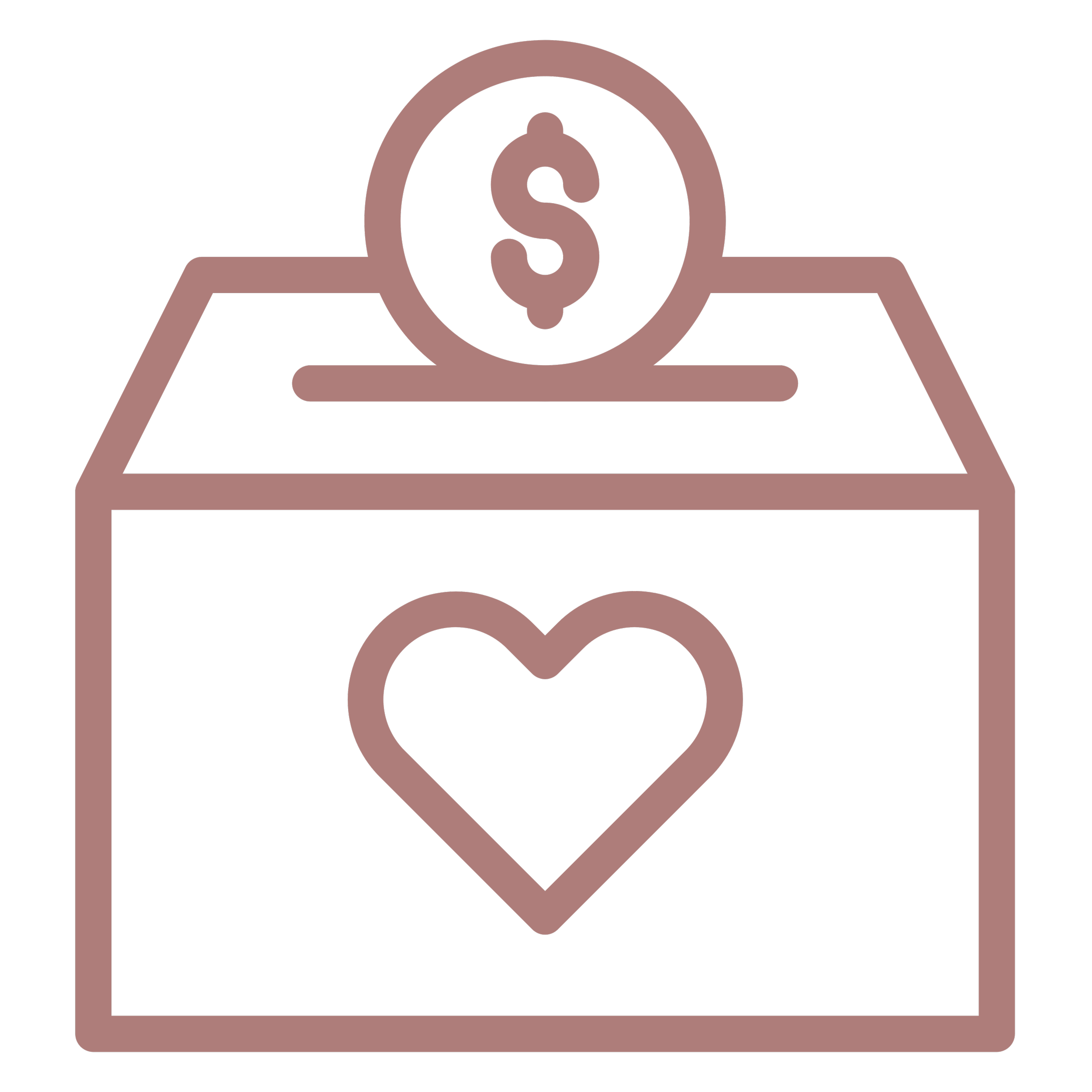 box with heart and coin with dollar sign being placed inside icon