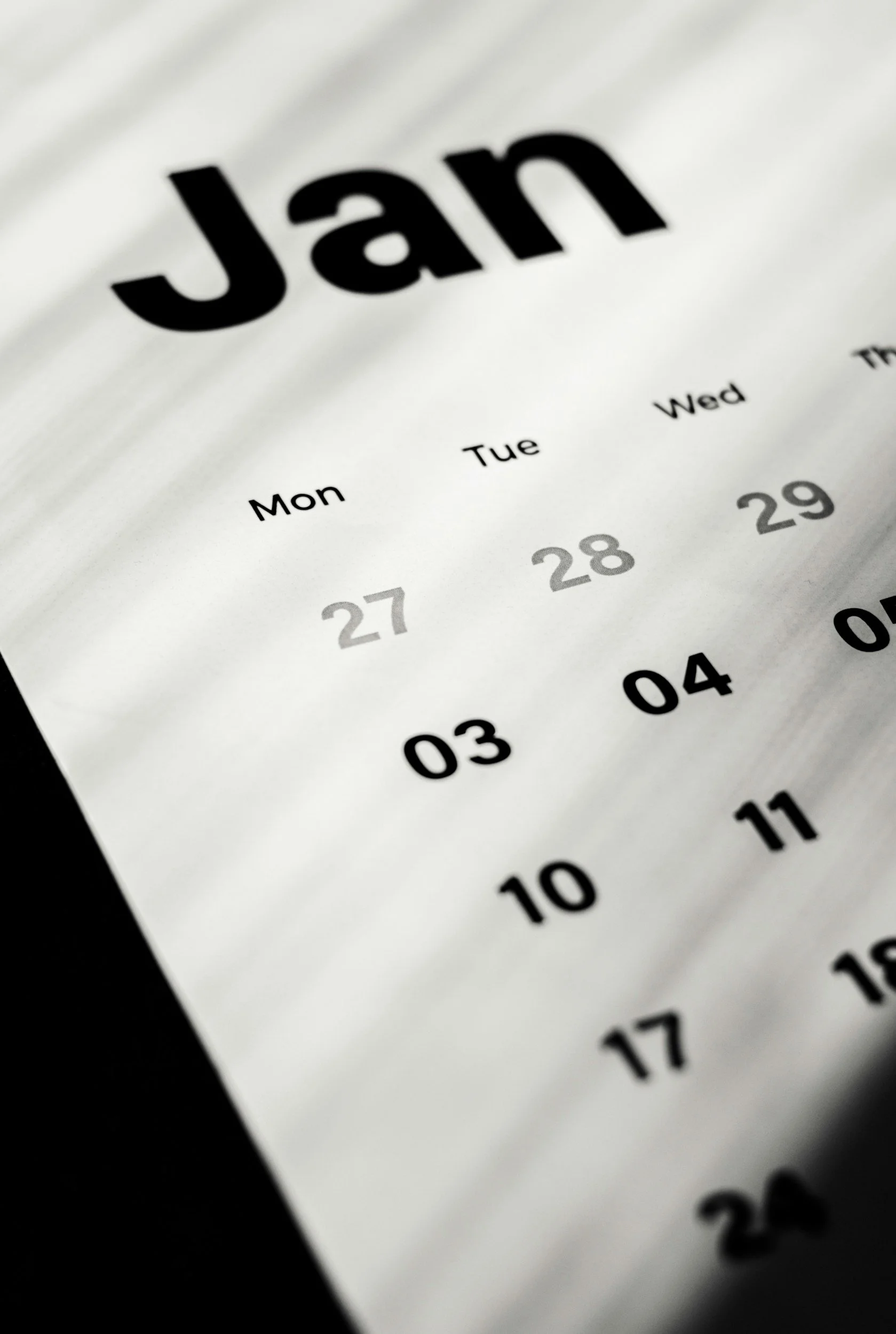 a calendar with numbers present