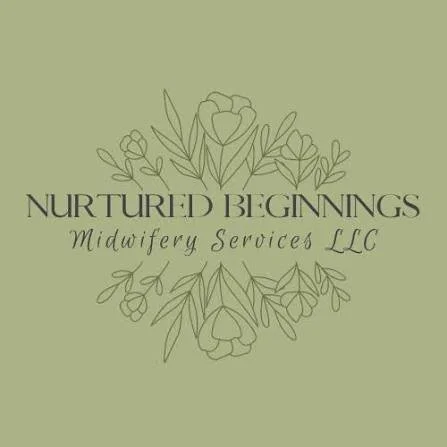 it reads nurtured beginnings midwifery services LLC with flower and leaves bursting from the center