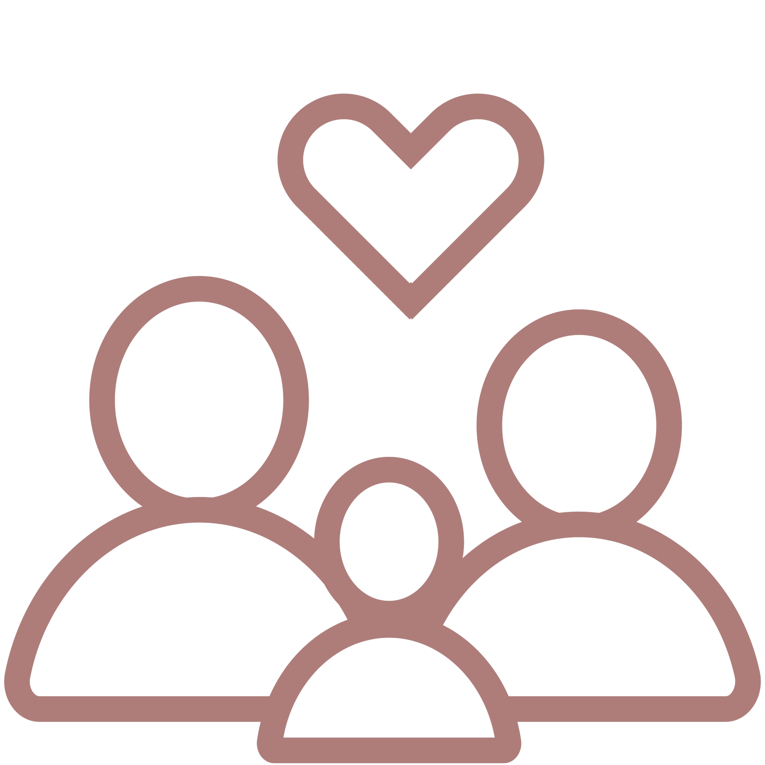 two adults and a child family icon with a heart