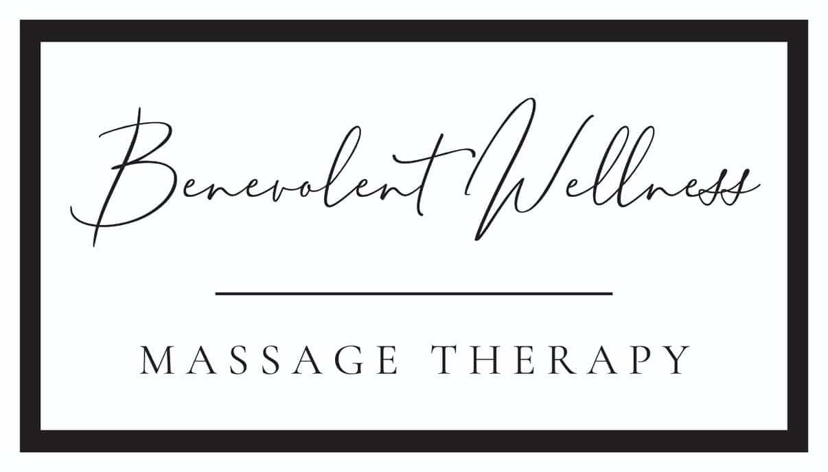 in elegant cursive, "benevolent wellness massage therapy."