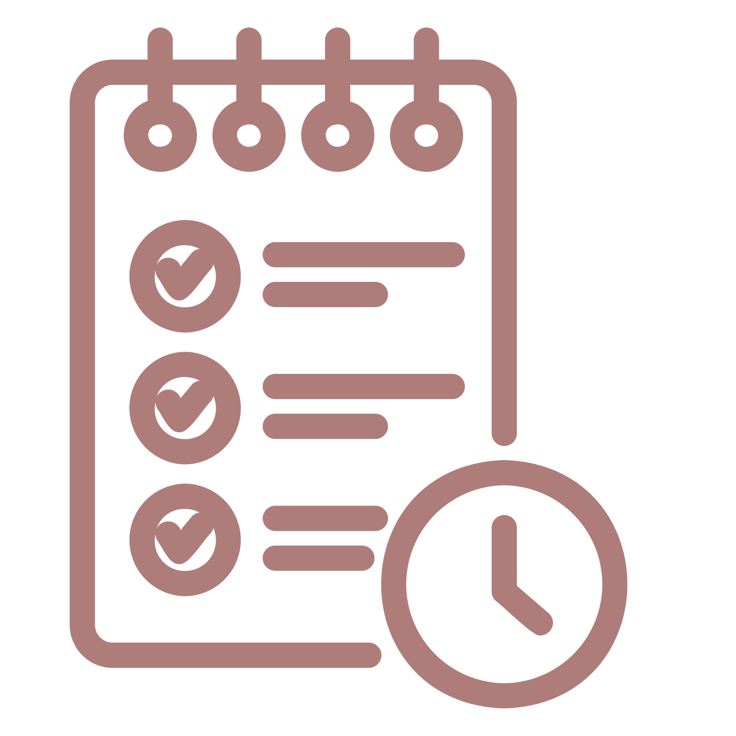 Document with boxes checked off and timer icon