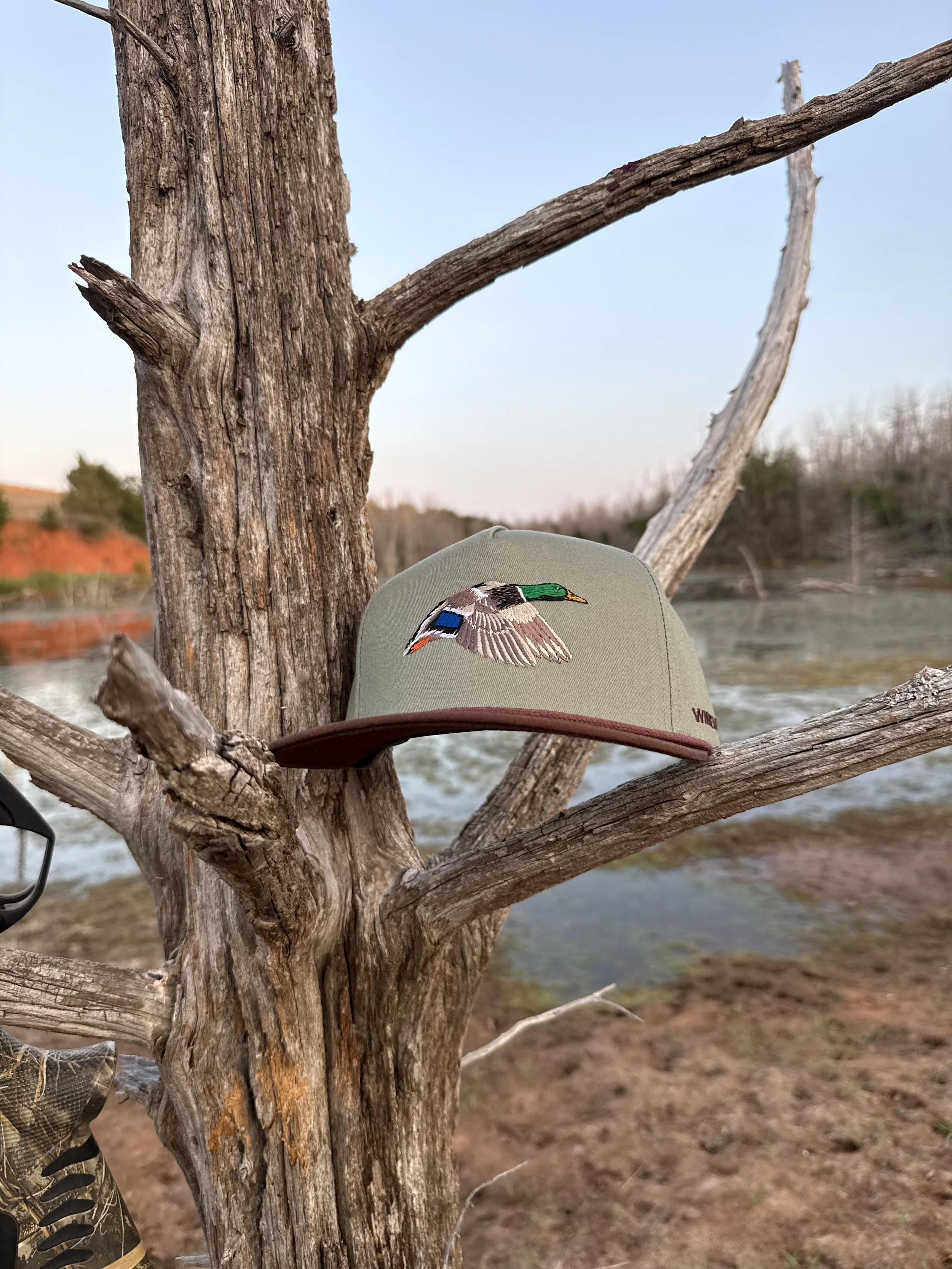 FLYING MALLARD TRUCKER HAT - SAGE / BROWN