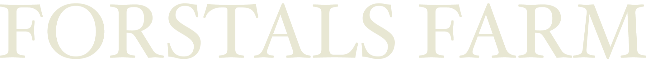 Text that reads 'FORSTALS FARM' in large, bold, uppercase letters on a black background.