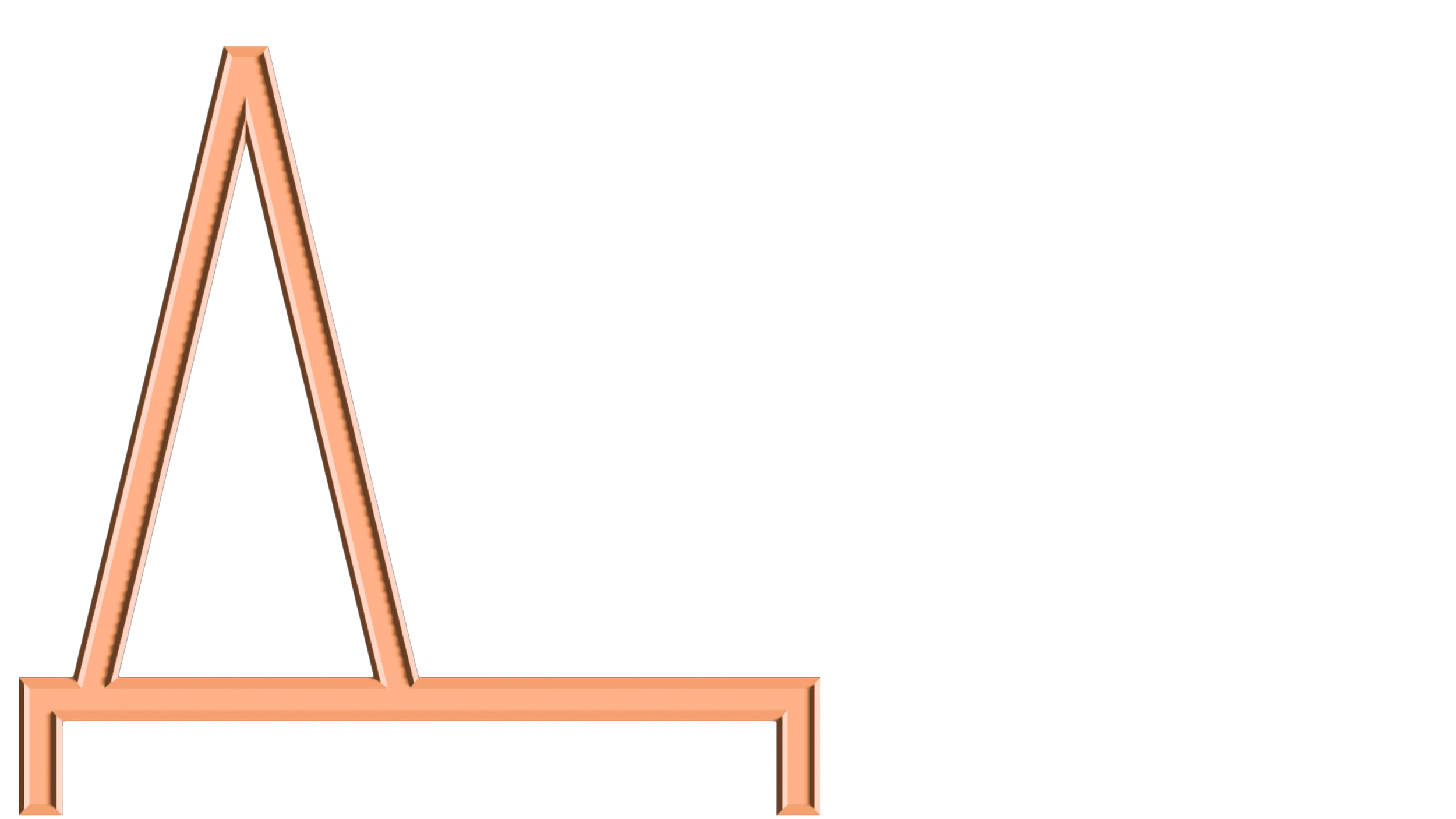 Letra 'A' do alfabeto em estilo 3D, cor bege, com sombra e acabamento em relevo.