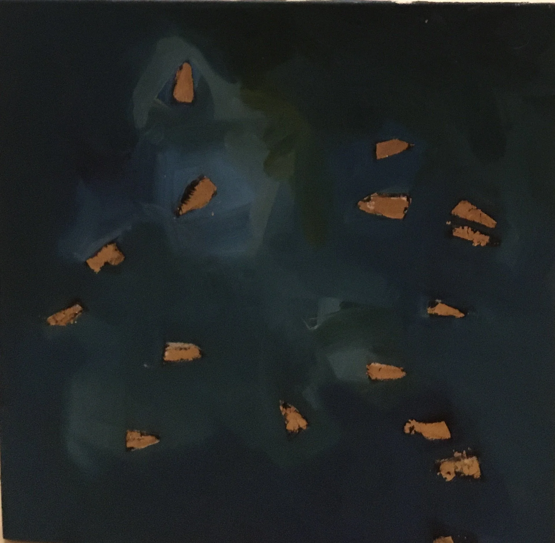 View From the Top, Oak Street Beach, Oil on canvas, Gold Leaf, 24" x 24", SOLD