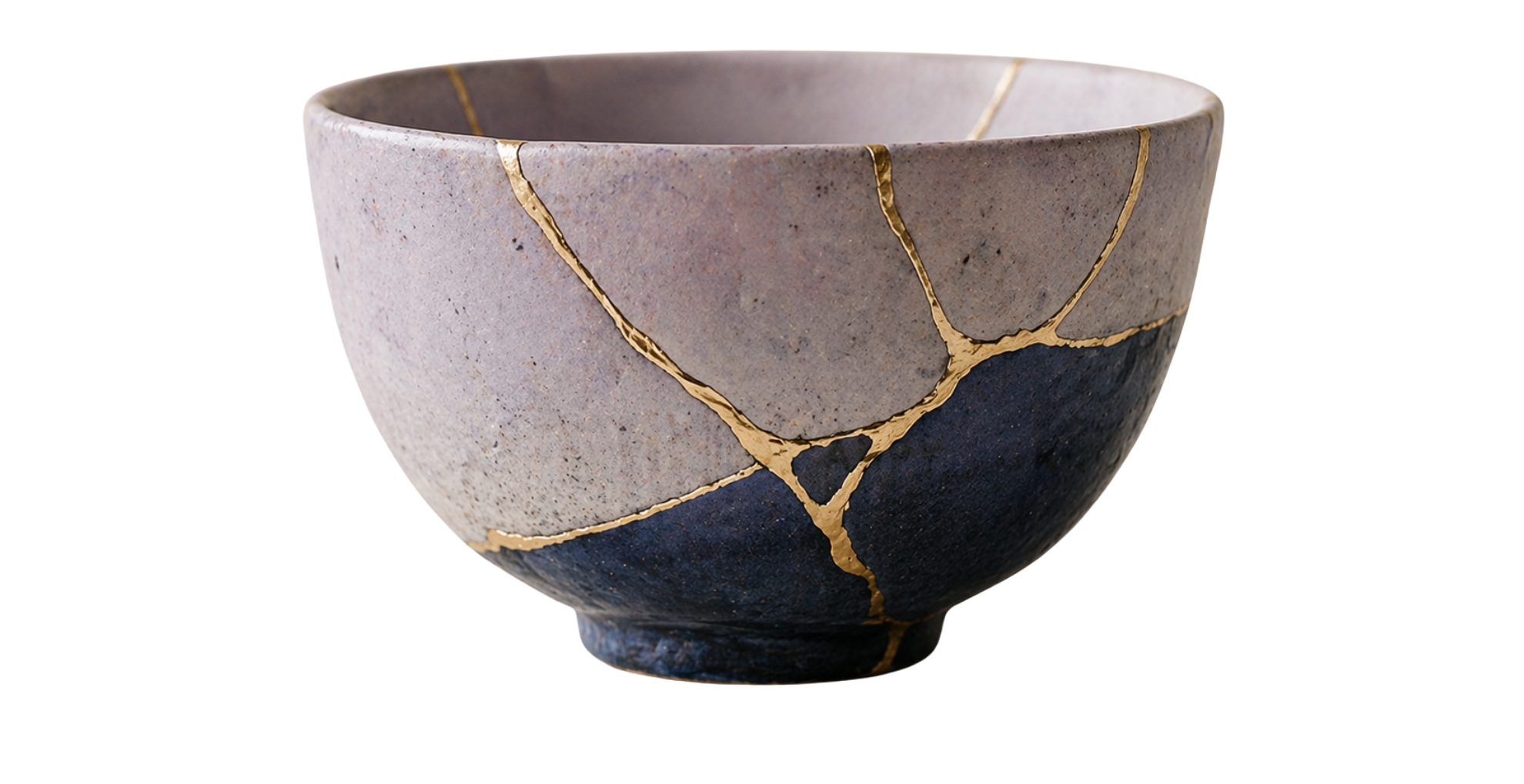 Decorative ceramic bowl with a crackled pattern and gold accents