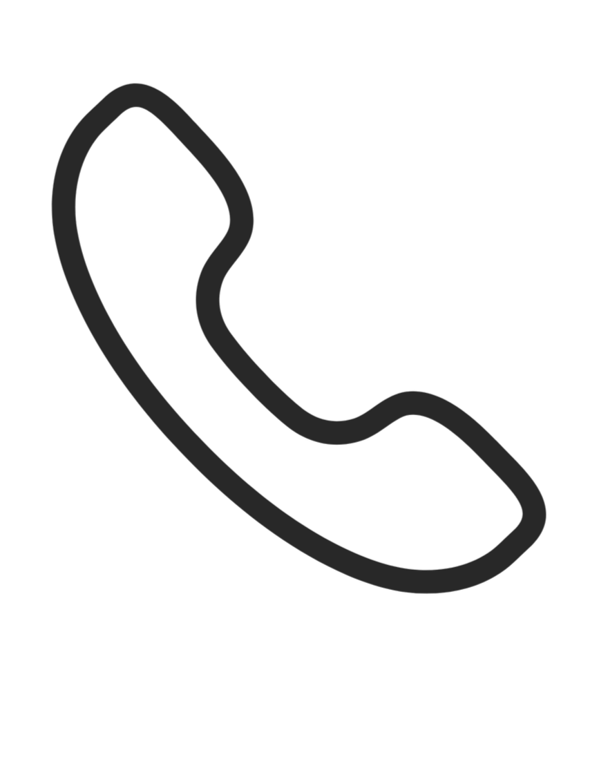 A black and white icon of a telephone handset.