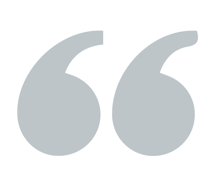 Large gray quotation marks on a black background.
