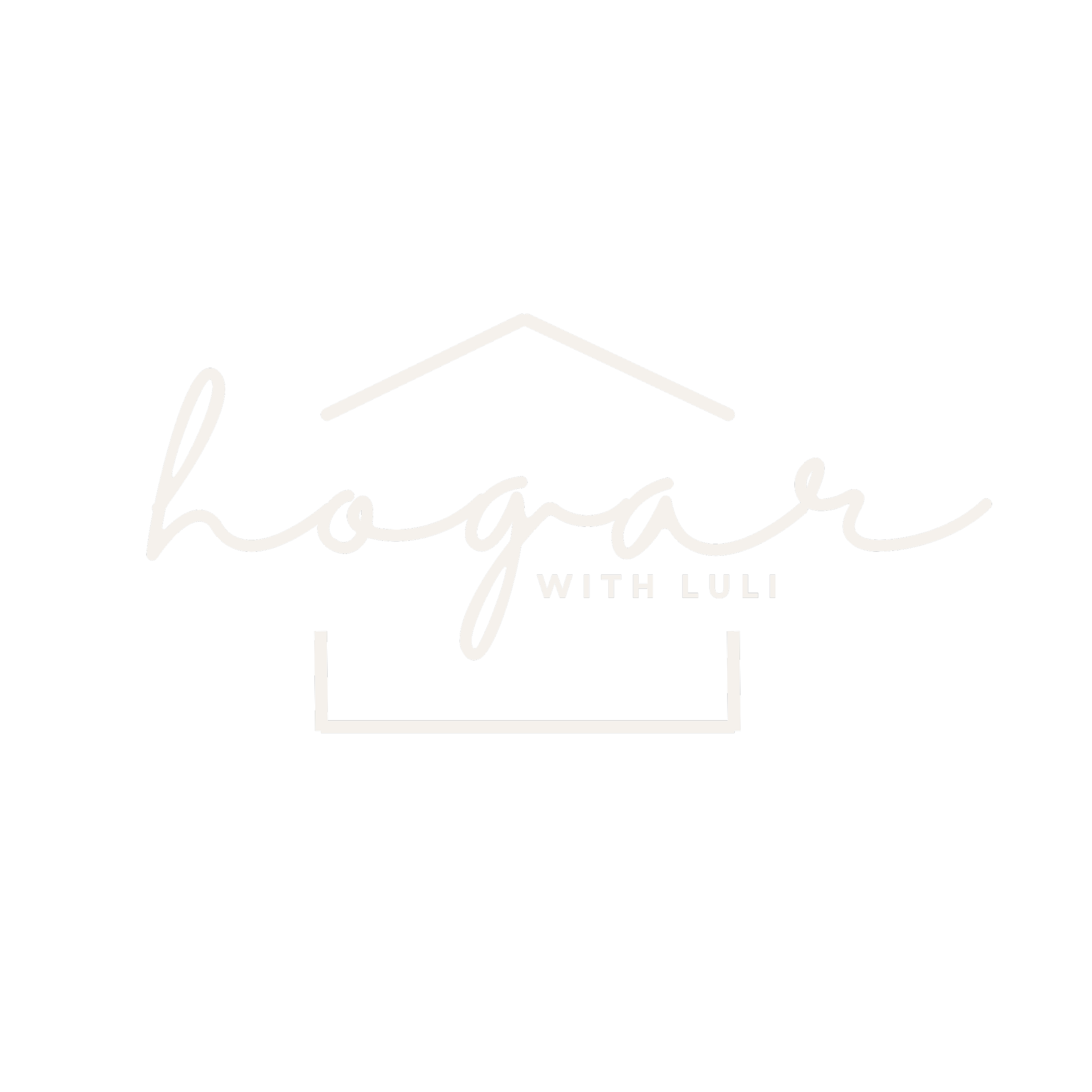 Logo for 'Hogar with Luli,' featuring a stylized outline of a house and the text 'hogar' in cursive and 'with Luli' in smaller capital letters.