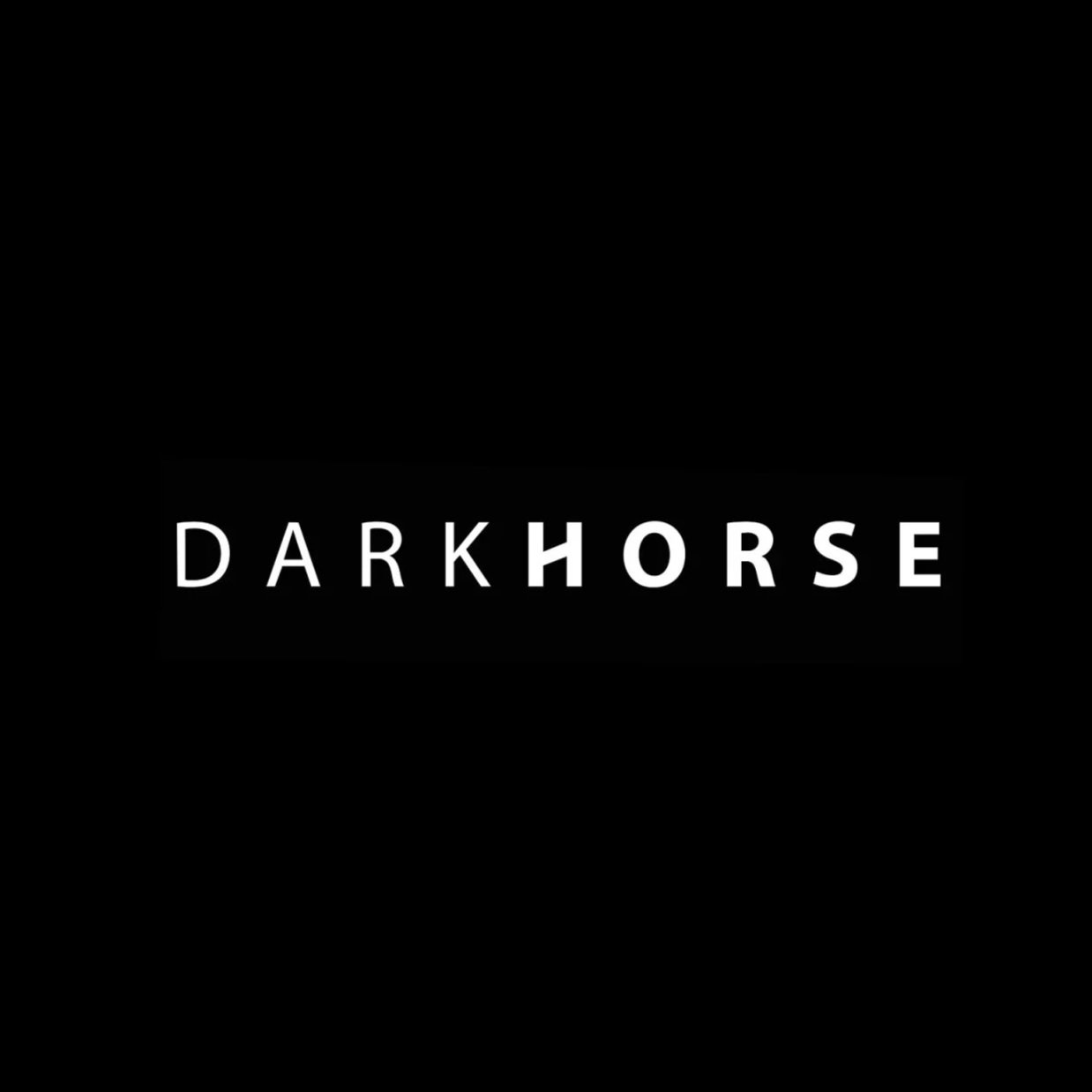 The word 'DARKHORSE' in white capital letters against a black background, with a black rectangular label behind the text.
