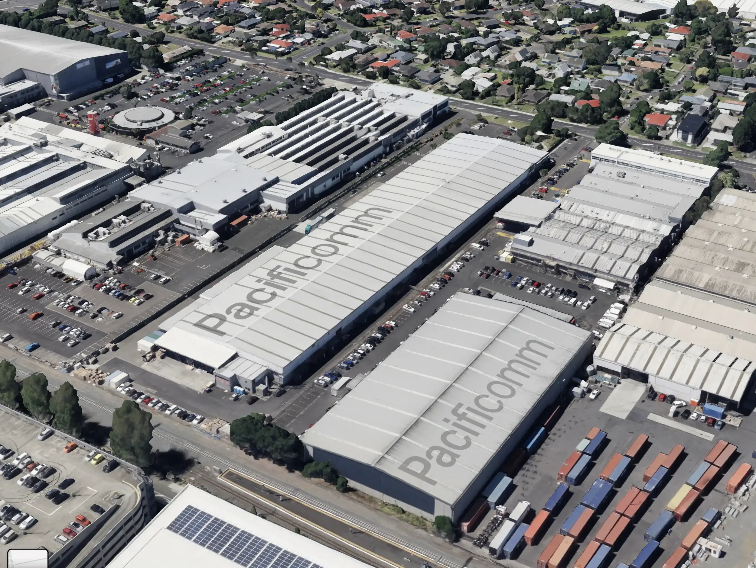 Example of Pacificomm's warehouse on a bird's eye view