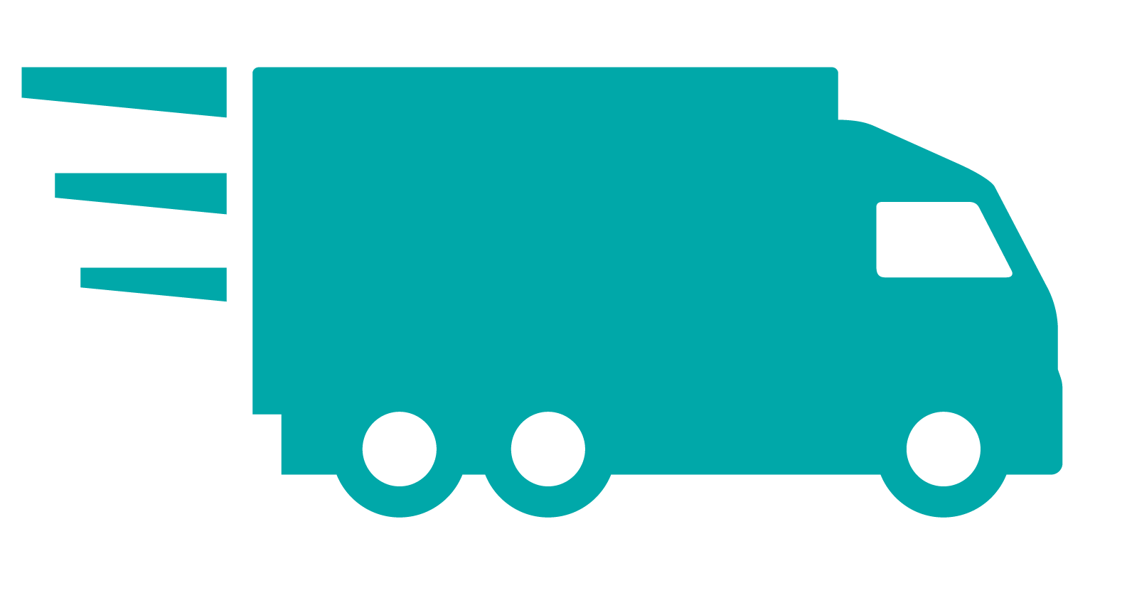 Icon of a delivery truck with motion lines indicating speed or movement.