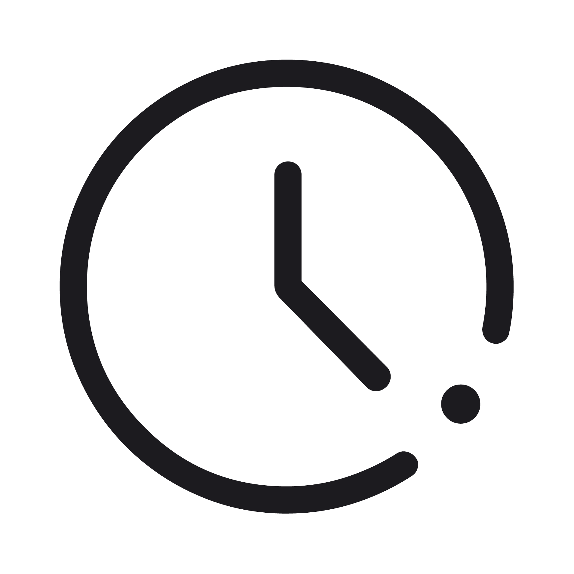 A simple black and white icon of an alarm clock with two bells on top and two small circles on the sides, indicating a classic alarm clock design.