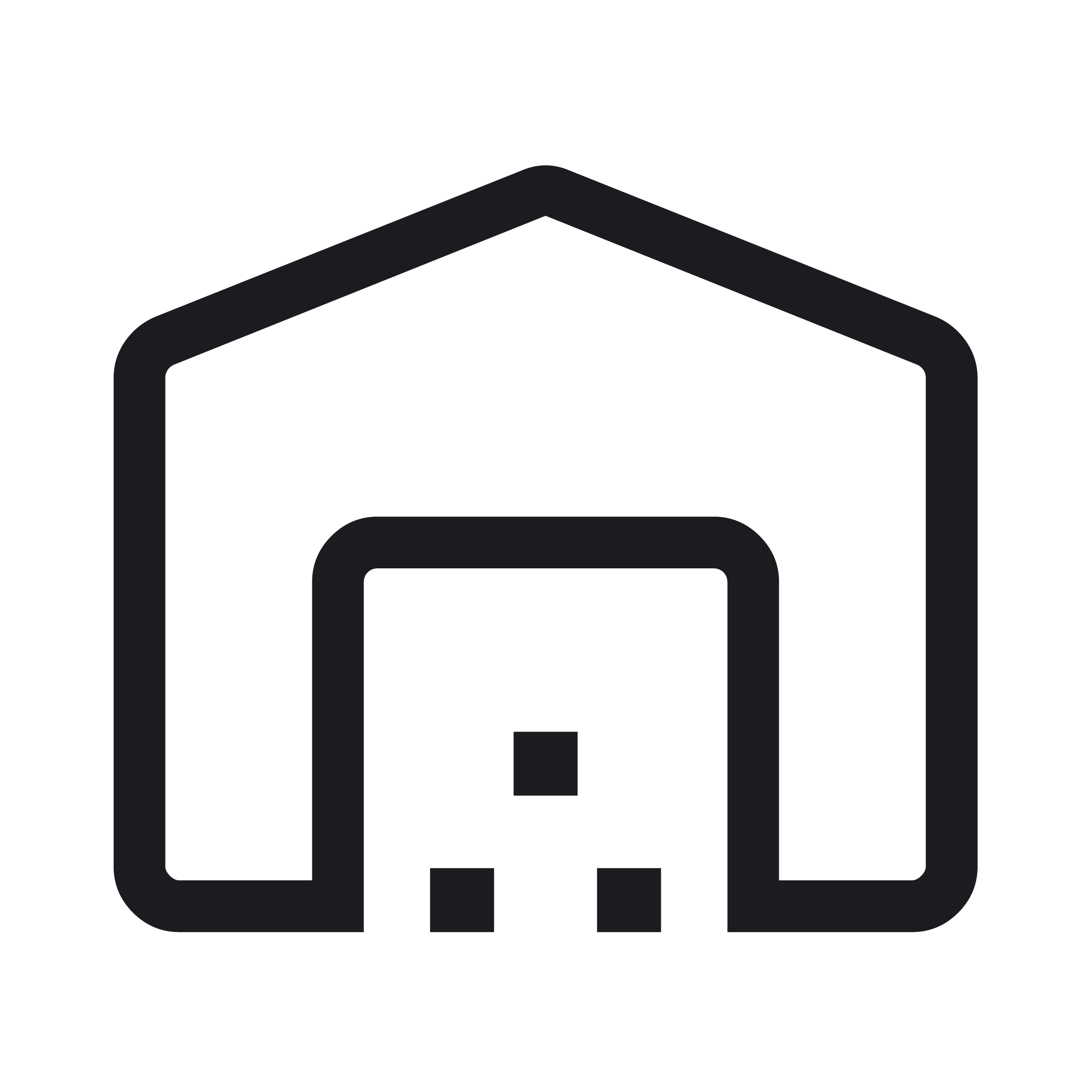 Black icon of a house with a curved roof and a chimney on top.