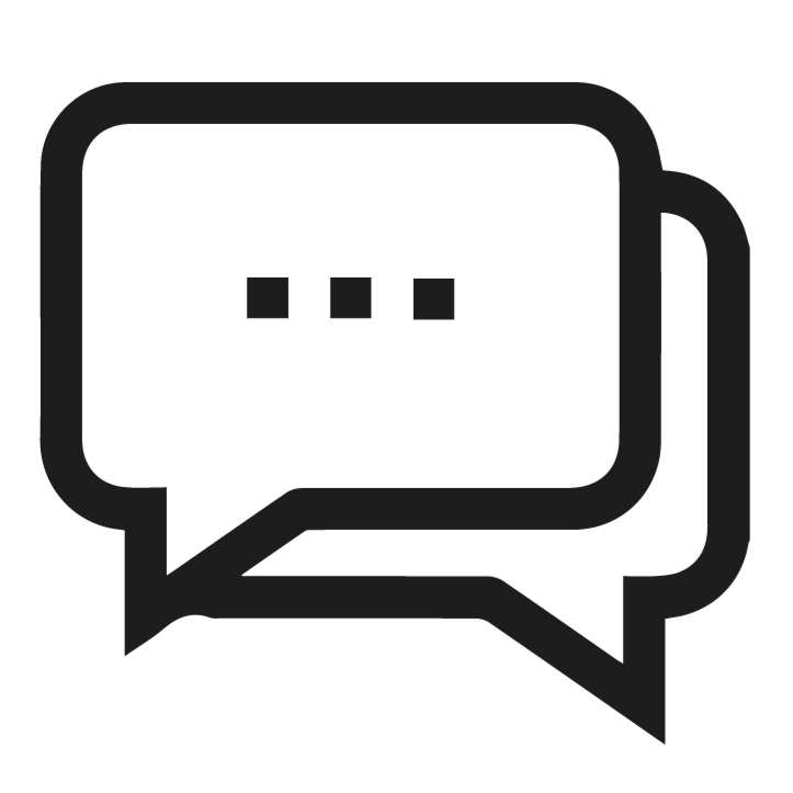 Two overlapping speech bubbles, with one containing three dots indicating conversation or messaging.