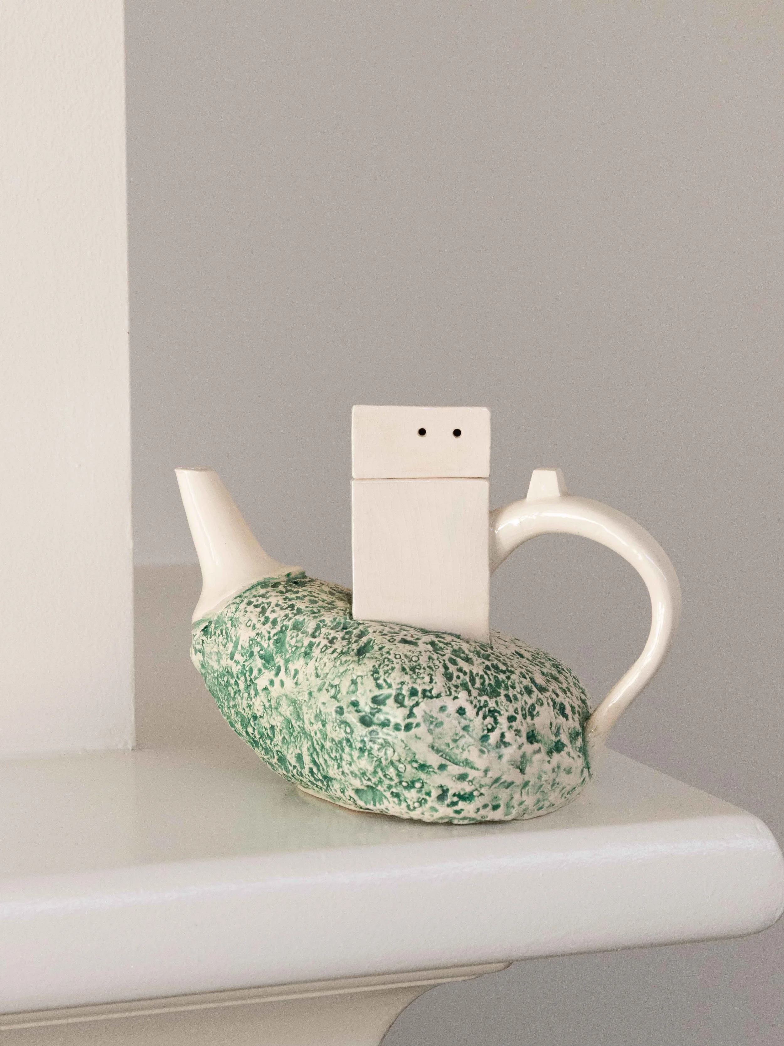 80s Post-Modern Ceramic Teapot in Green