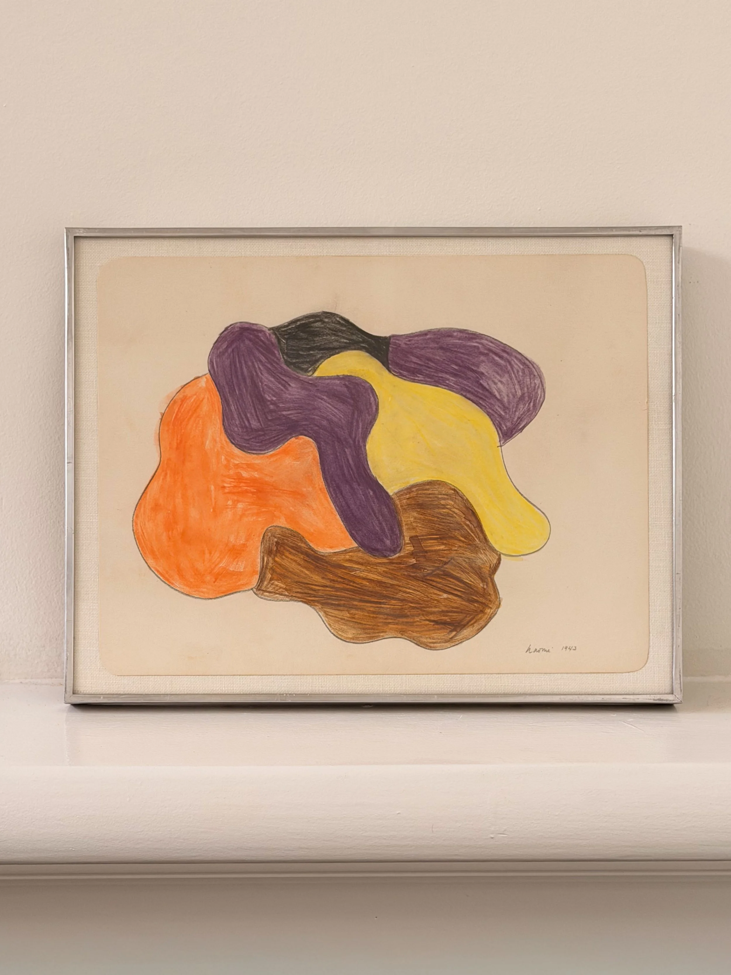 "Six Enclosed" Watercolor Pencil on Paper by Naomi Caryl Hirshhorn, 1943