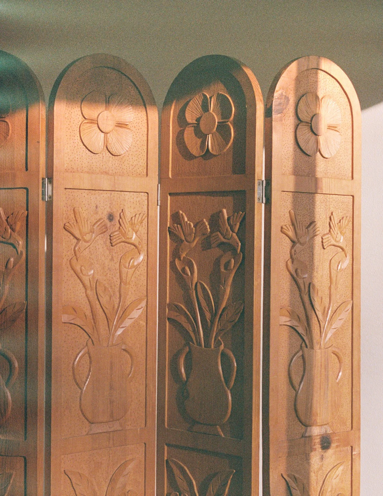 Hand Carved Wood Room Divider