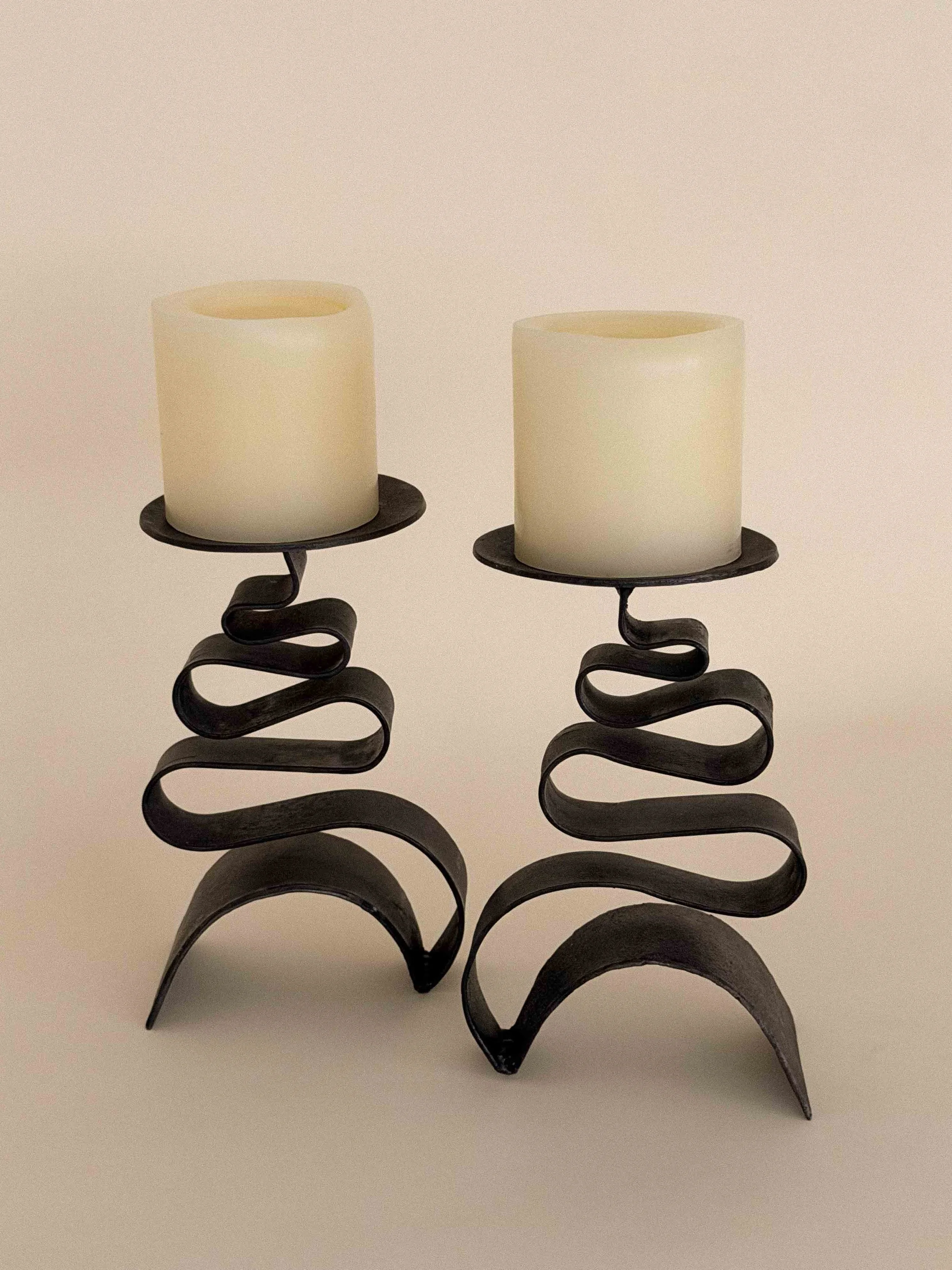 Wrought Iron Squiggle Candle Holder Set of 2