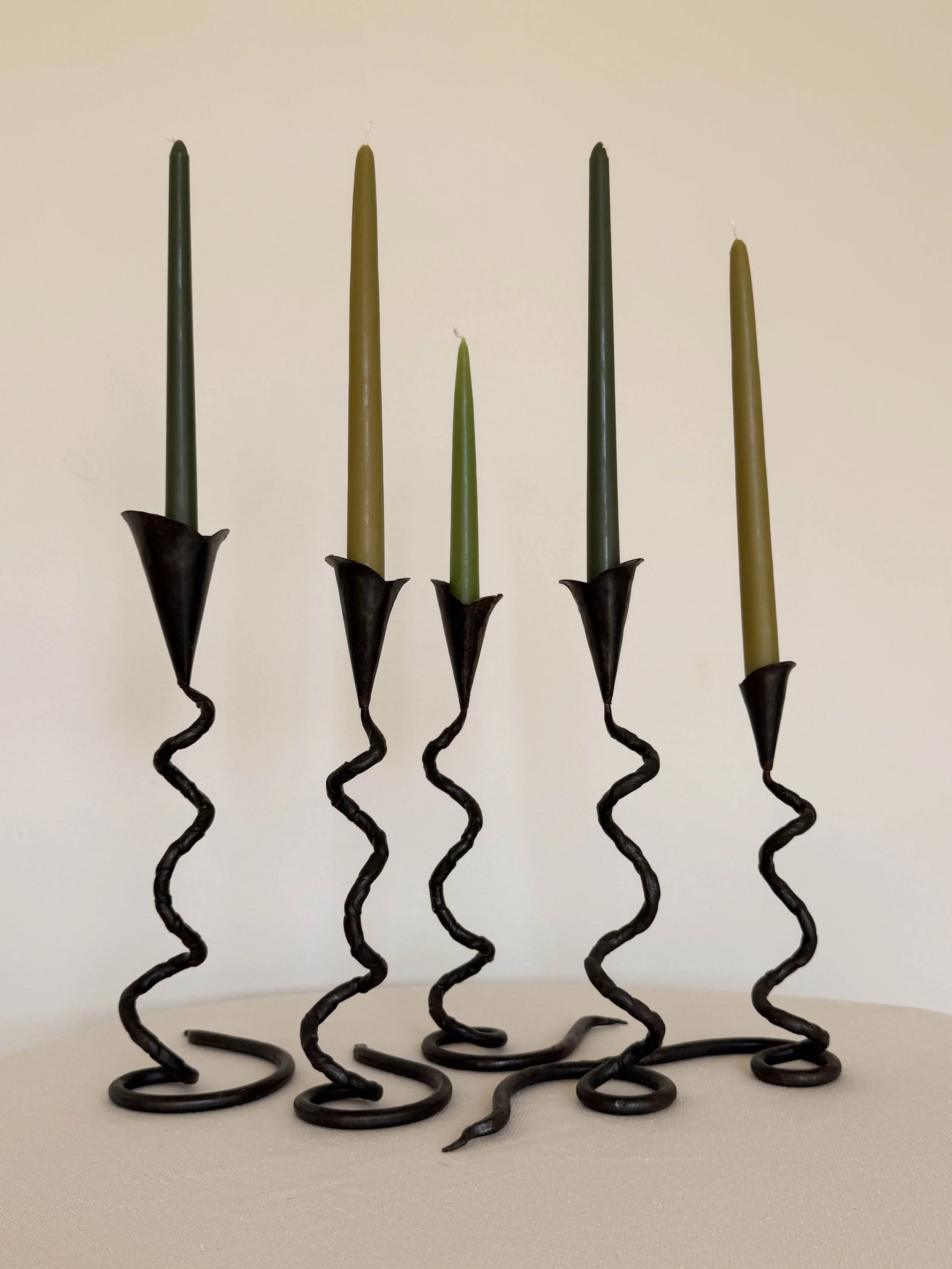 Wrought Iron Serpent Candle Holders (Set of 5)