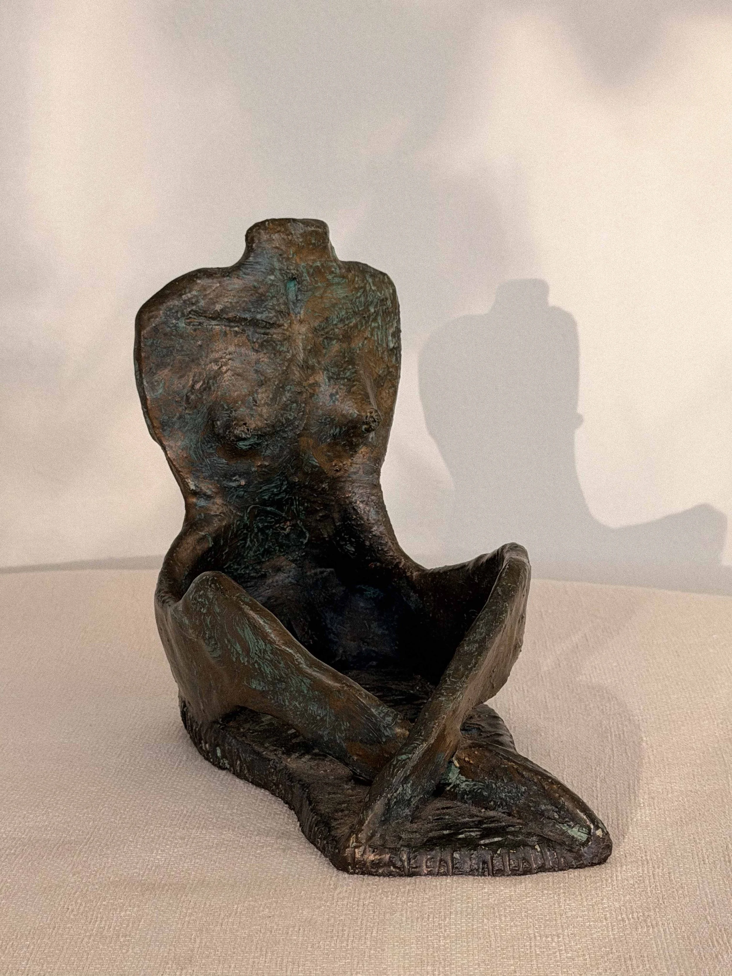 Modernist Figural Bronze Sculpture by E. Novelo