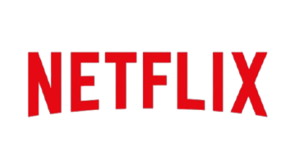 Netflix logo in red text on a black background.
